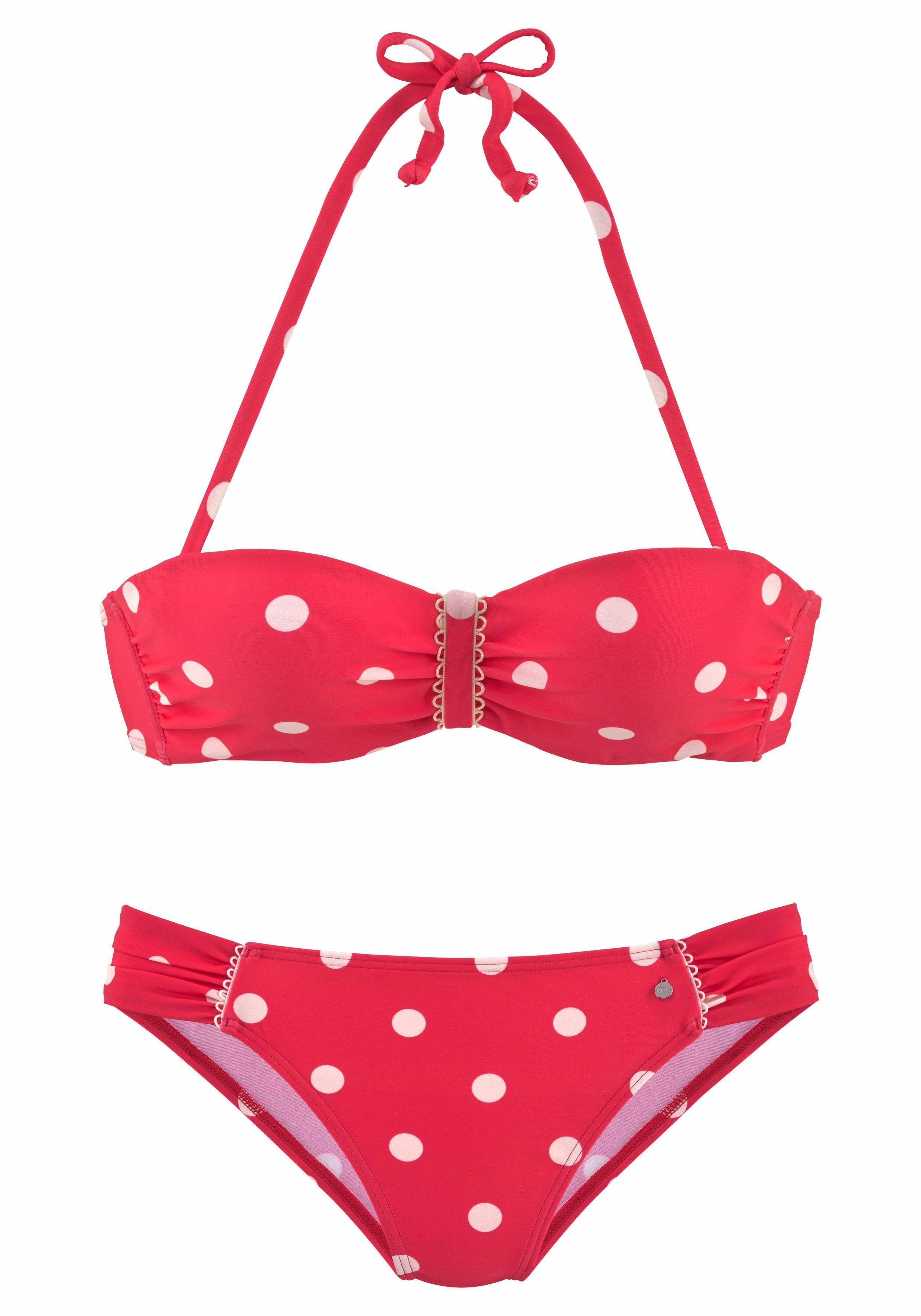 s.Oliver RED LABEL Beachwear Beugelbikini in bandeaumodel met trendy gehaakt randje
