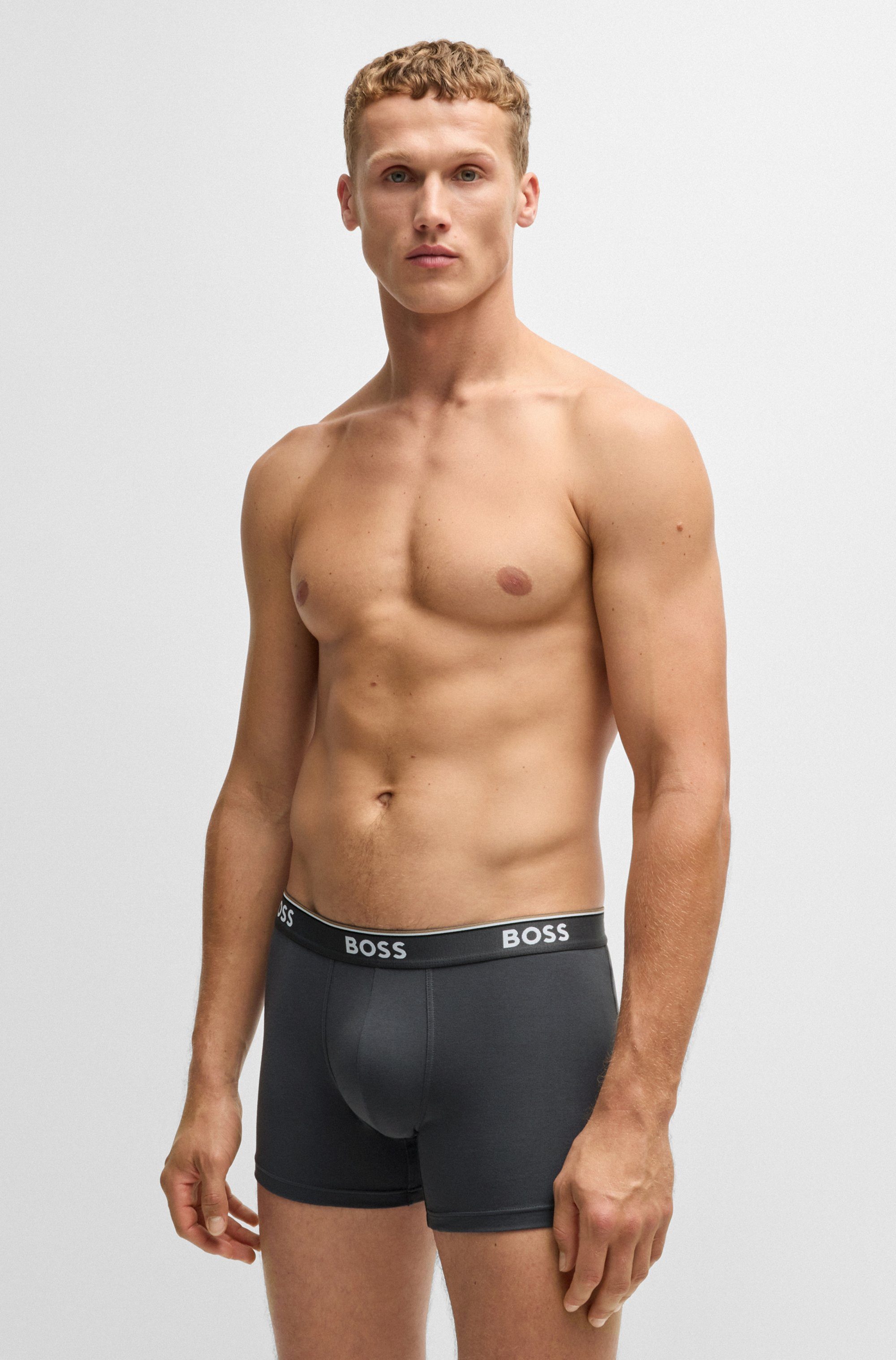 BOSS Lange boxershort BRIEF 3 PACK met in kleur bijpassende weefband (3 stuks)