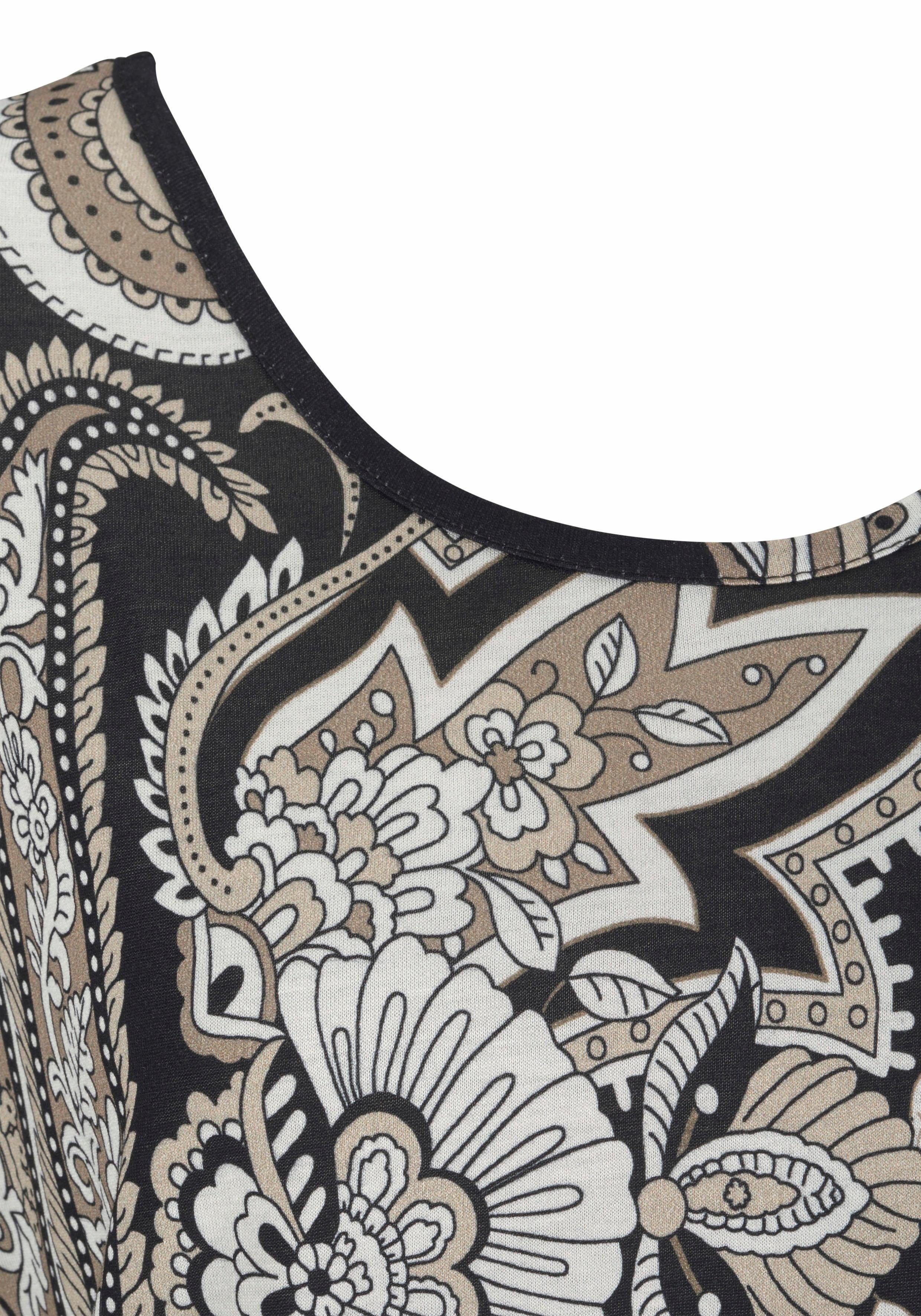 Lascana Lang shirt met cut-outs op de schouders, all-over print, blousejurk, off-the-shoulder