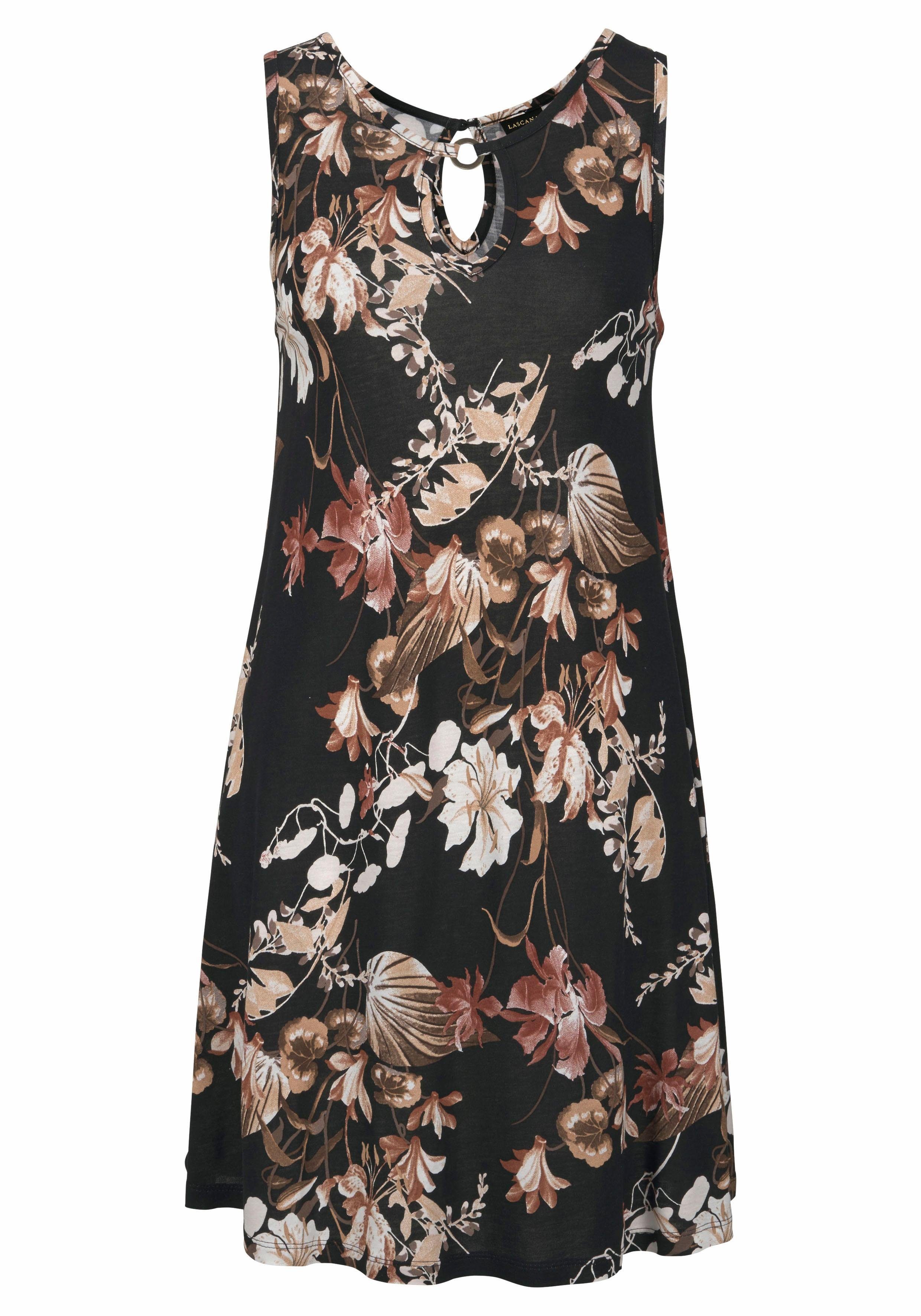 Lascana Strandjurk met ringen bij de halslijn, zomerjurk met bloemenprint