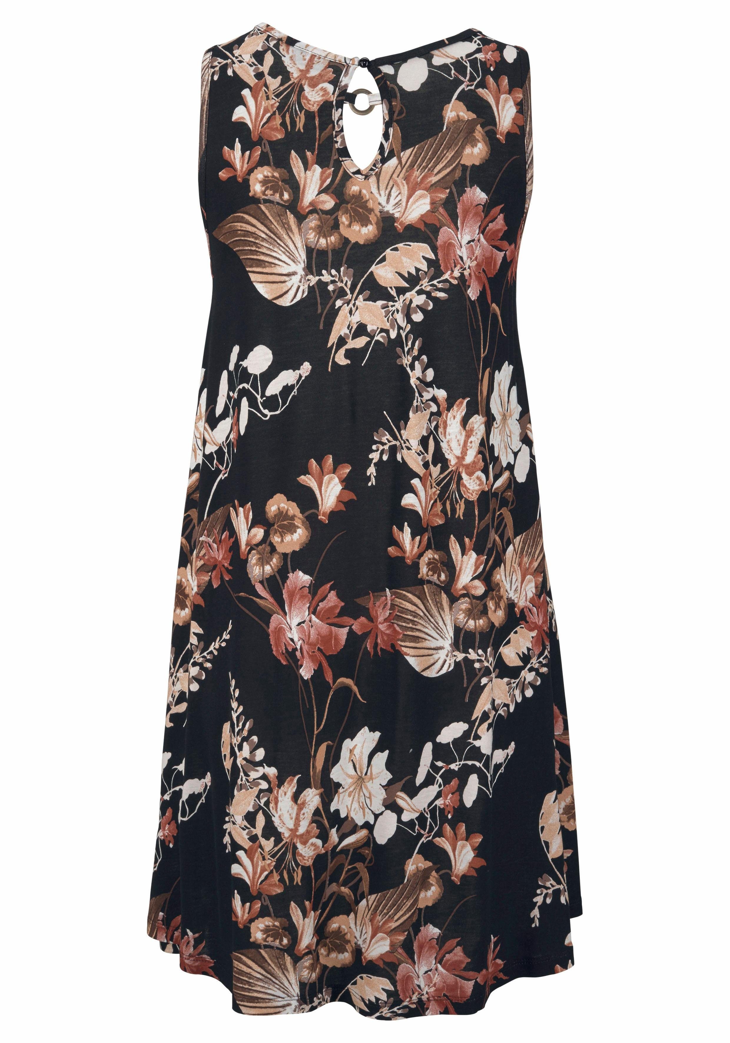 Lascana Strandjurk met ringen bij de halslijn, zomerjurk met bloemenprint