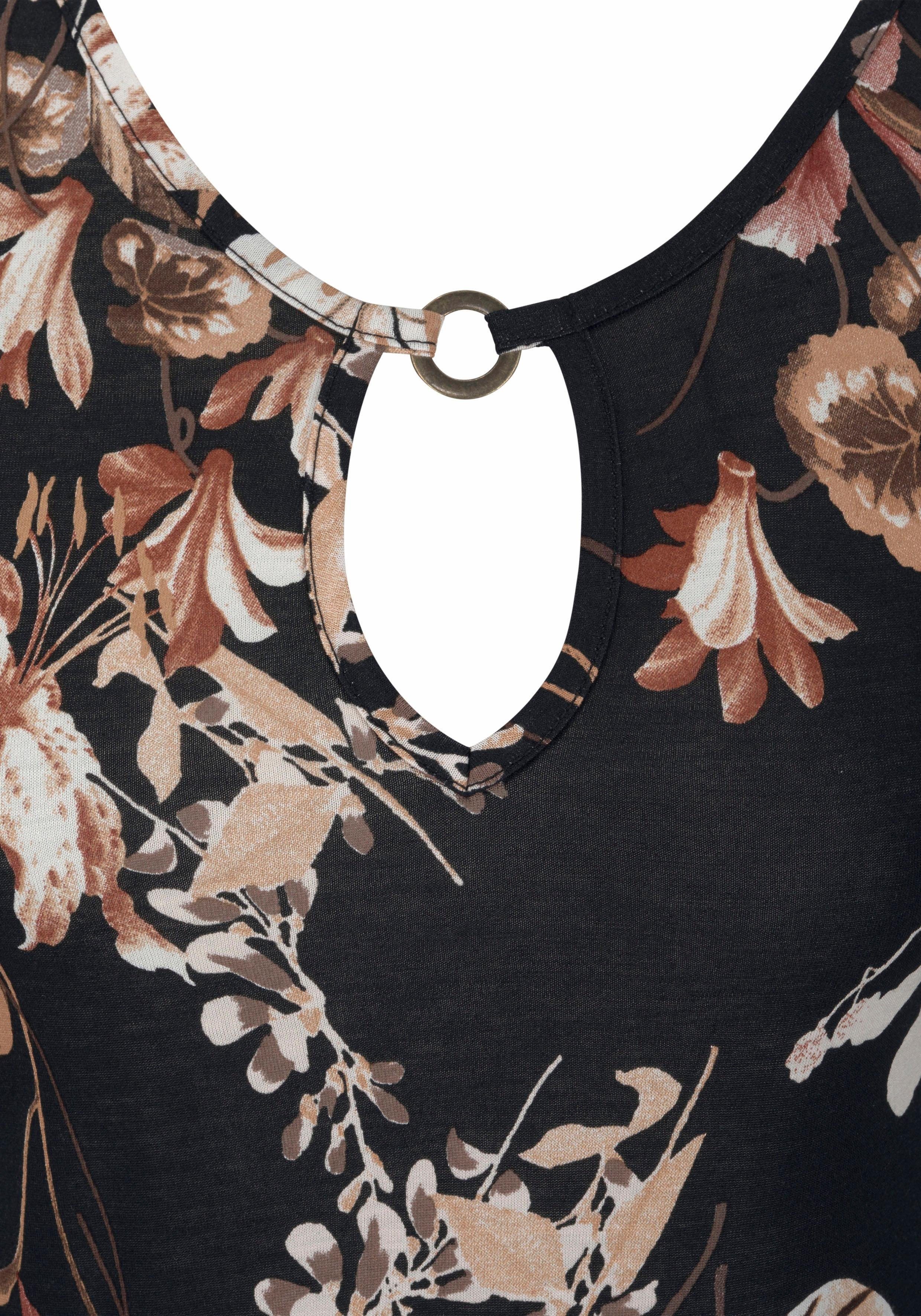 Lascana Strandjurk met ringen bij de halslijn, zomerjurk met bloemenprint
