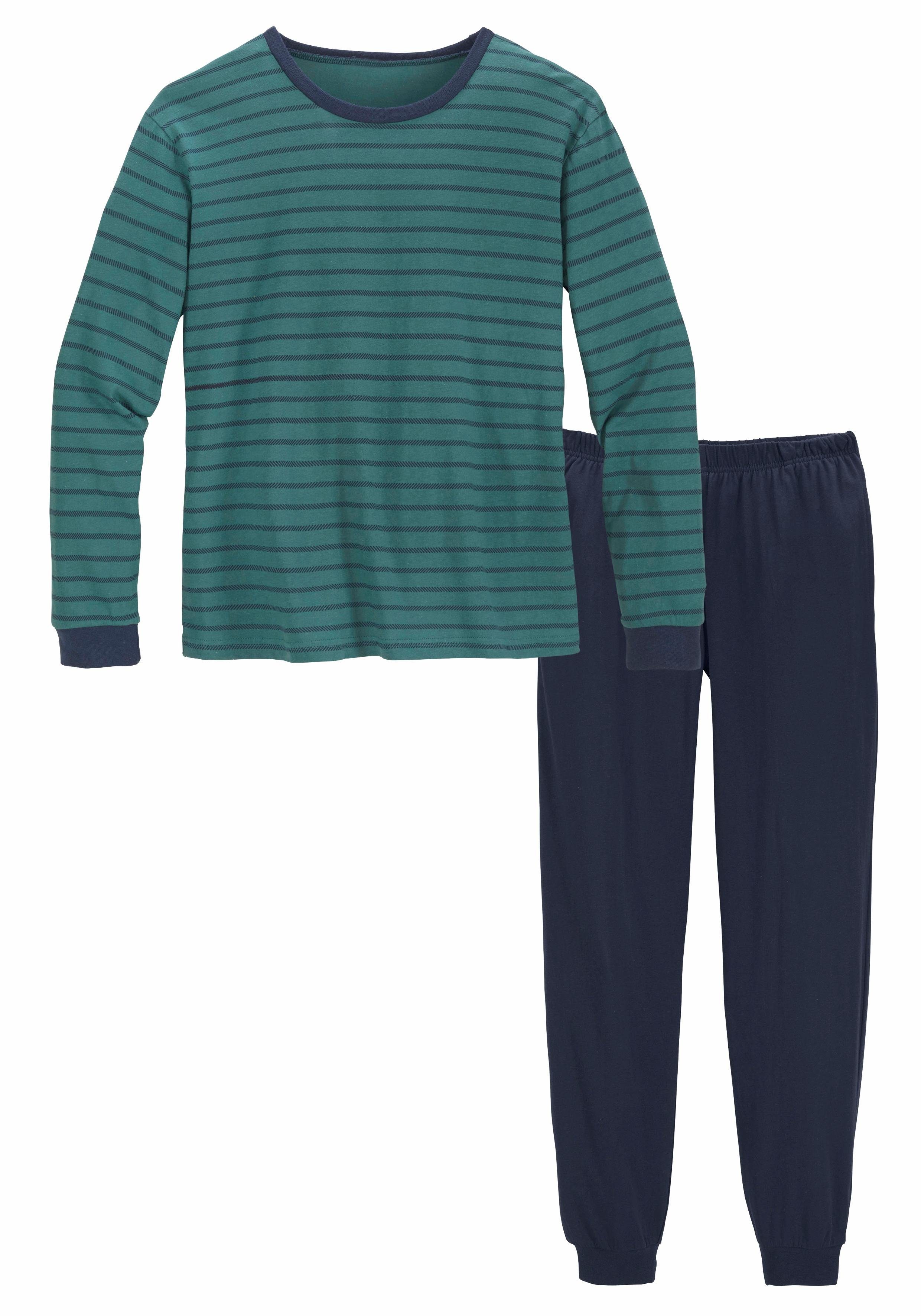 le jogger® Pyjama Pyjama met tweekleurig gestreept bovenstuk (2-delig, 1 stuk)