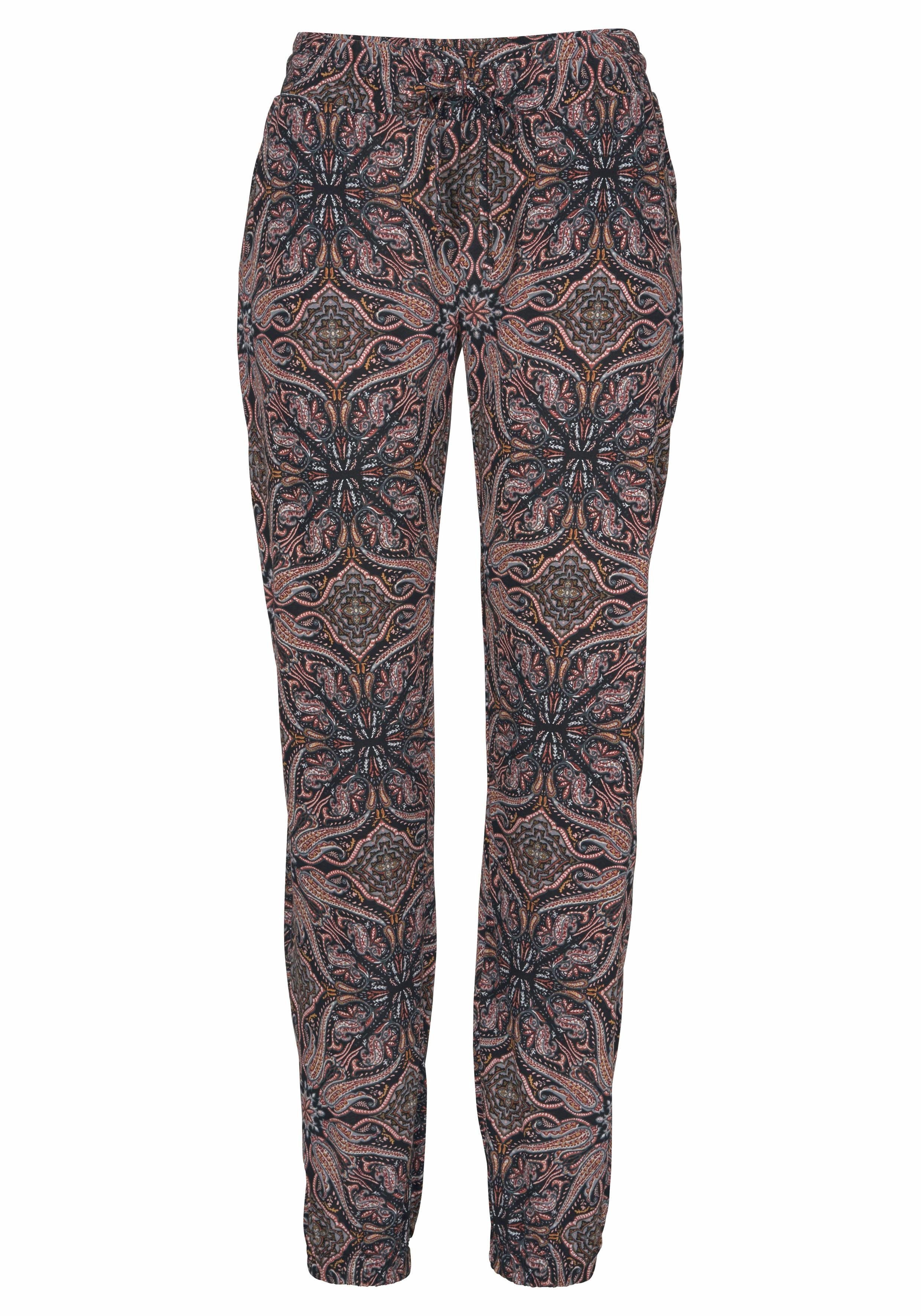 Lascana Jerseybroek met all-over print en zakken, rechte broekspijpen, strandbroek, elastisch