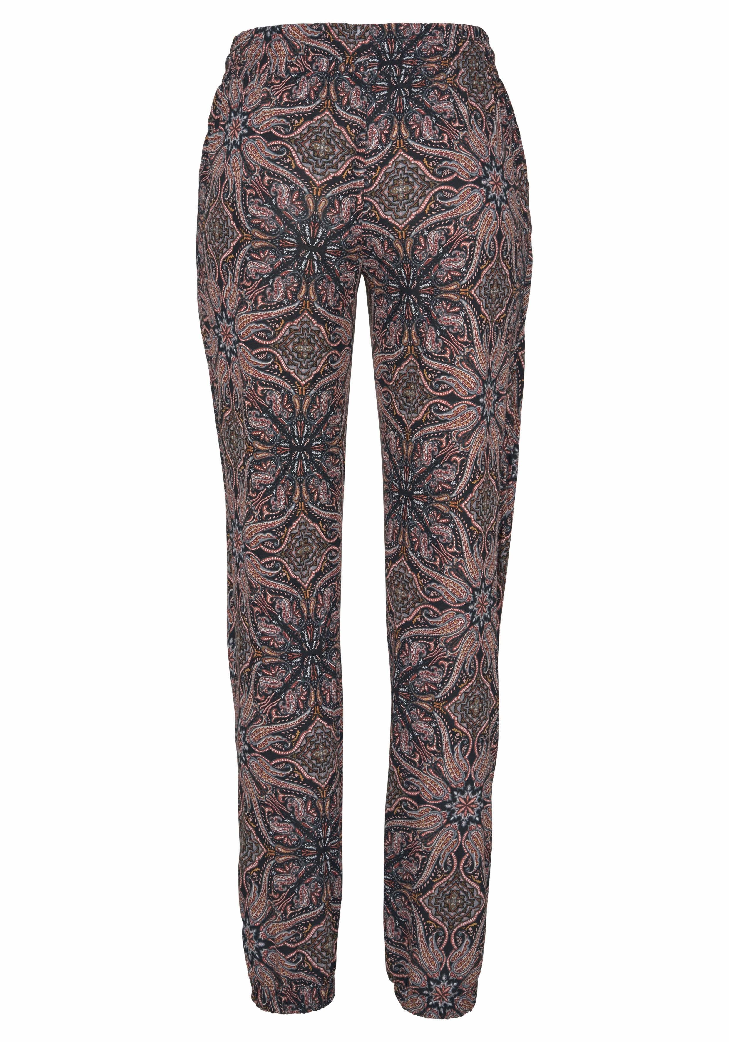 Lascana Jerseybroek met all-over print en zakken, rechte broekspijpen, strandbroek, elastisch