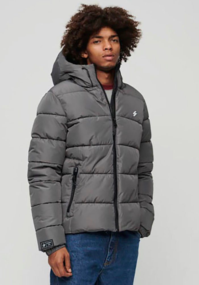 Superdry Gewatteerde jas HOODED SPORTS PUFFR JACKET met contrastkleurig borduursel