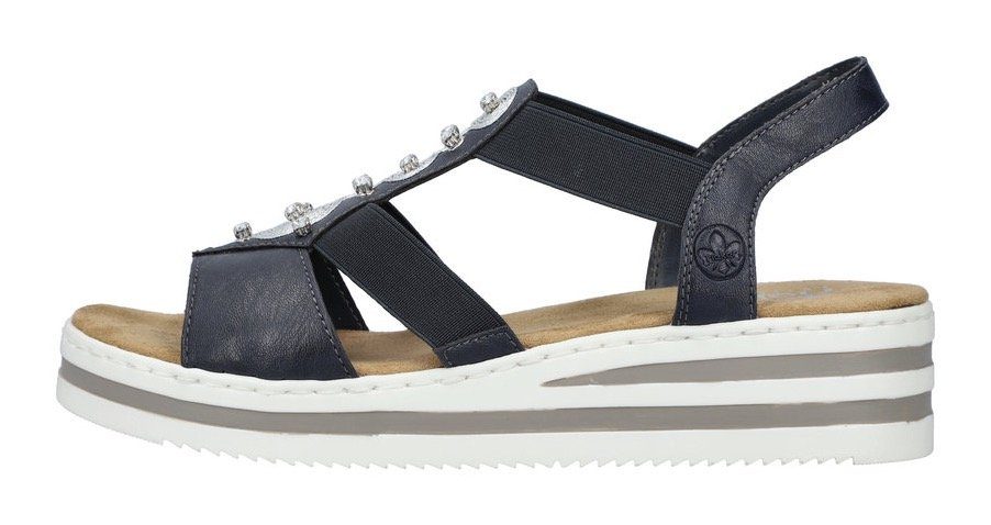 Rieker Sandalen , zomerschoen, sandaal, sleehak, met gestreepte zool