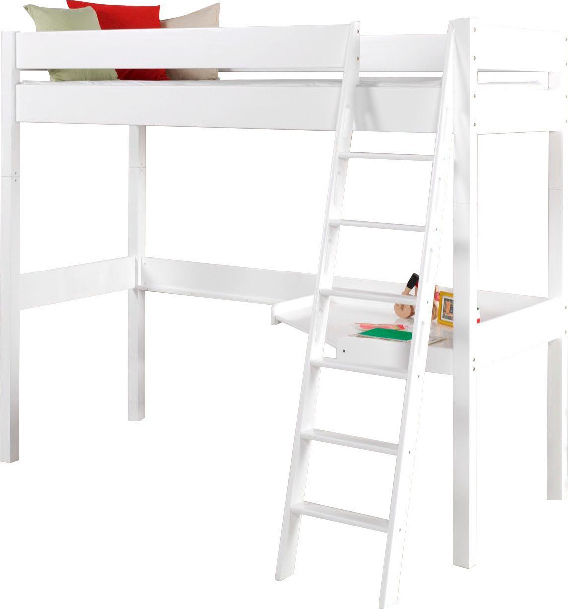 Relita Hoogslaper Renate incl. oprolbare lattenbodem, bureau en ladder, massief beuken