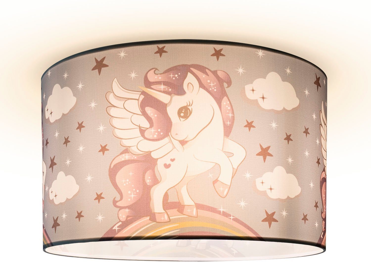 Paco Home Plafondlamp Hugo Cosmo 213 Kinderlamp LED kinderkamer lamp met eenhoorn, E27