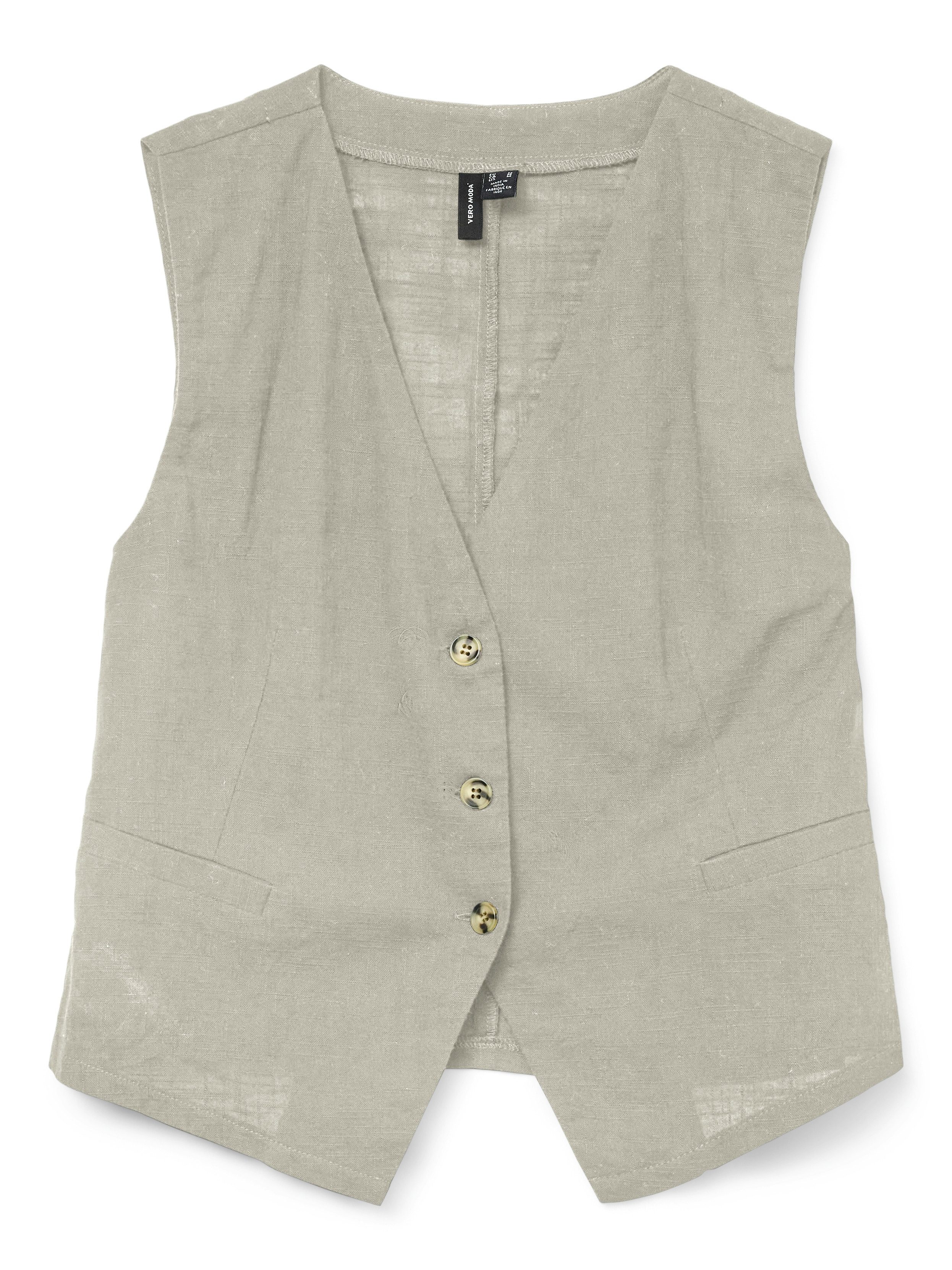Vero Moda Korte bodywarmer VMCAIA SL VEST WVN NOOS dames gilets maat M (38) beige