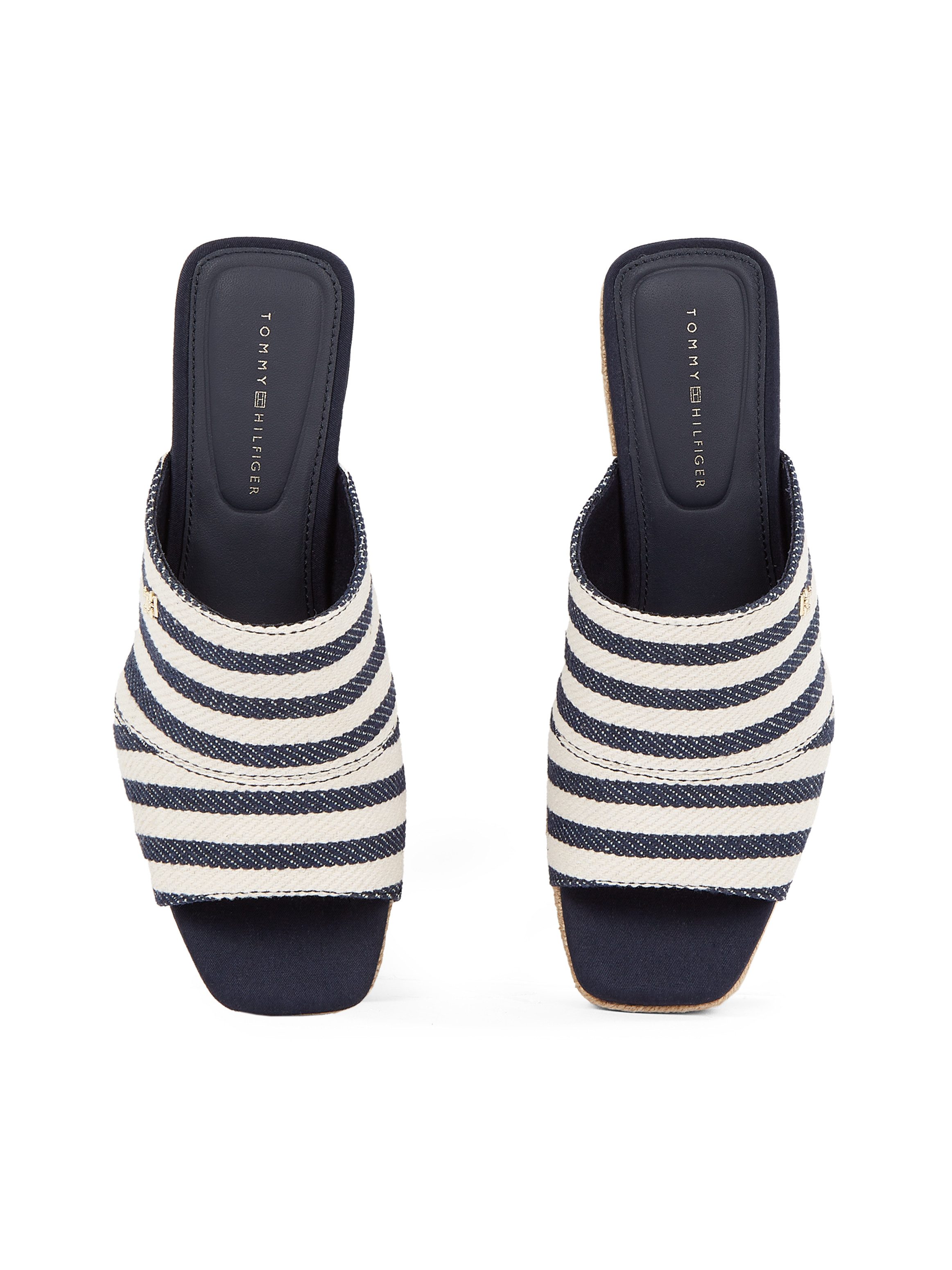 Tommy Hilfiger Slippers NAUTICAL STRIPES ESPADRILLE MULE , sleehak, zomerschoen in modieuze streep-look