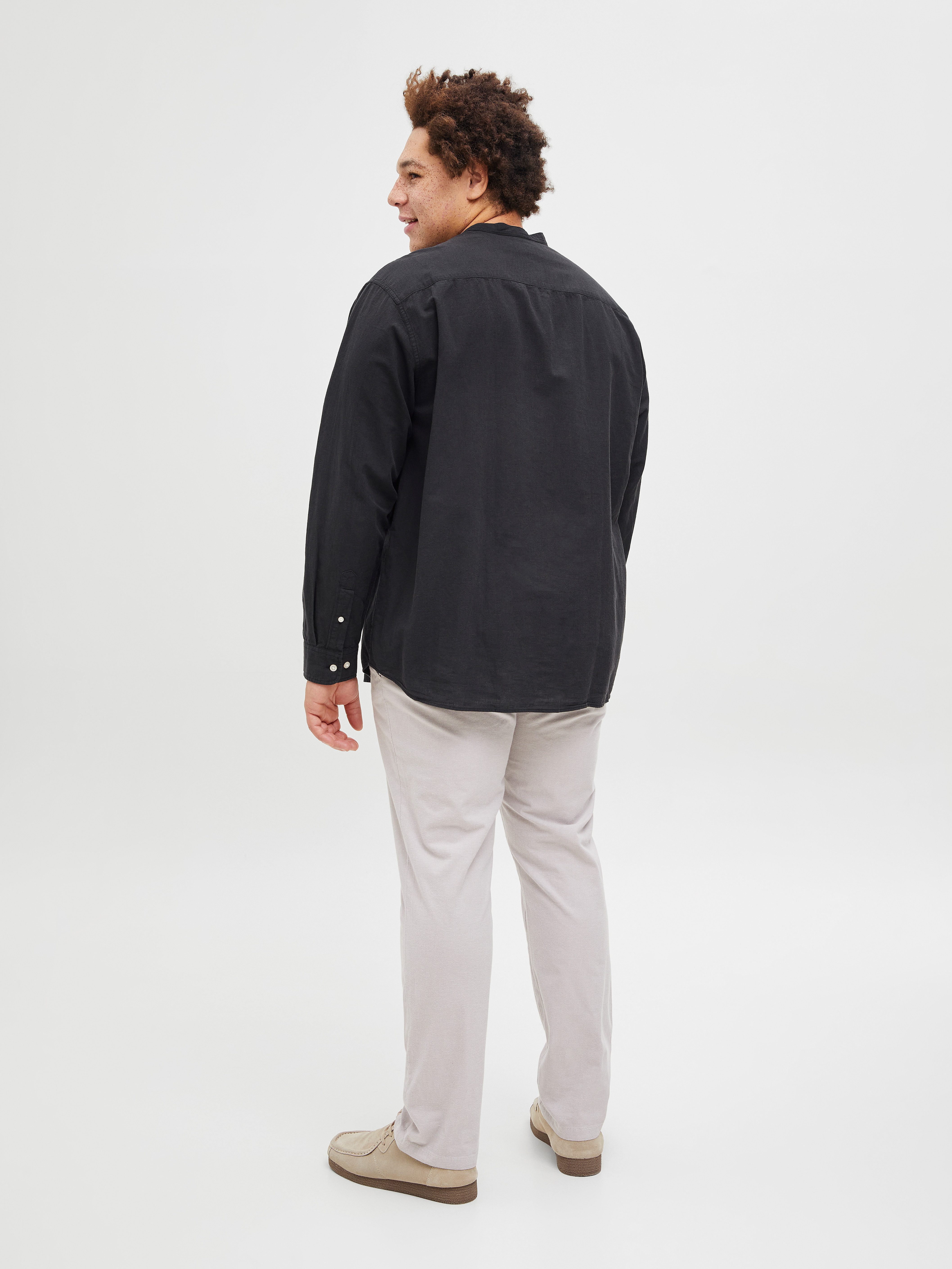 Jack & Jones PlusSize Overhemd met lange mouwen JJEBREEZE LINEN BLE BAND SHIRT LS SN PLS