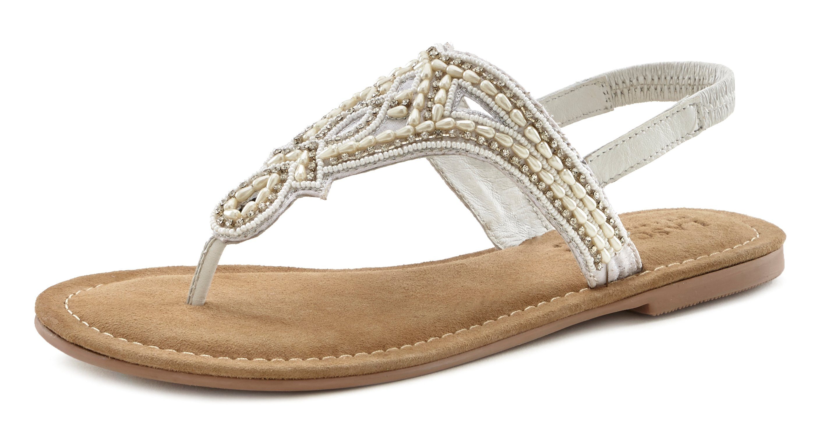 Lascana Teenslippers Sandaal, pantoletten bezet met parels en steentjes