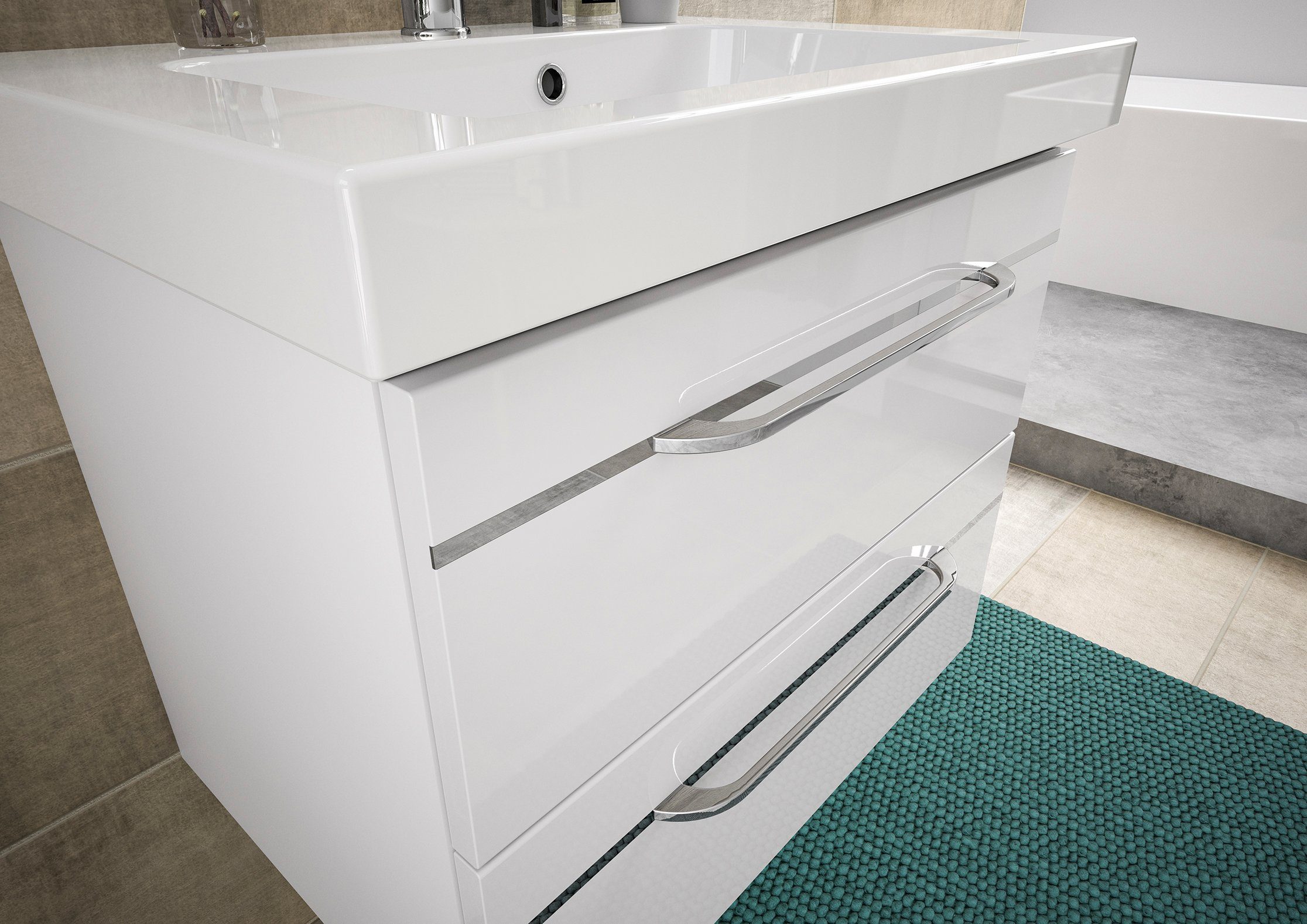 Saphir Badkamerserie Balto sprint, wastafelmeubel met mineraalmarmeren wastafel, 64,4 cm breed (1 stuk)