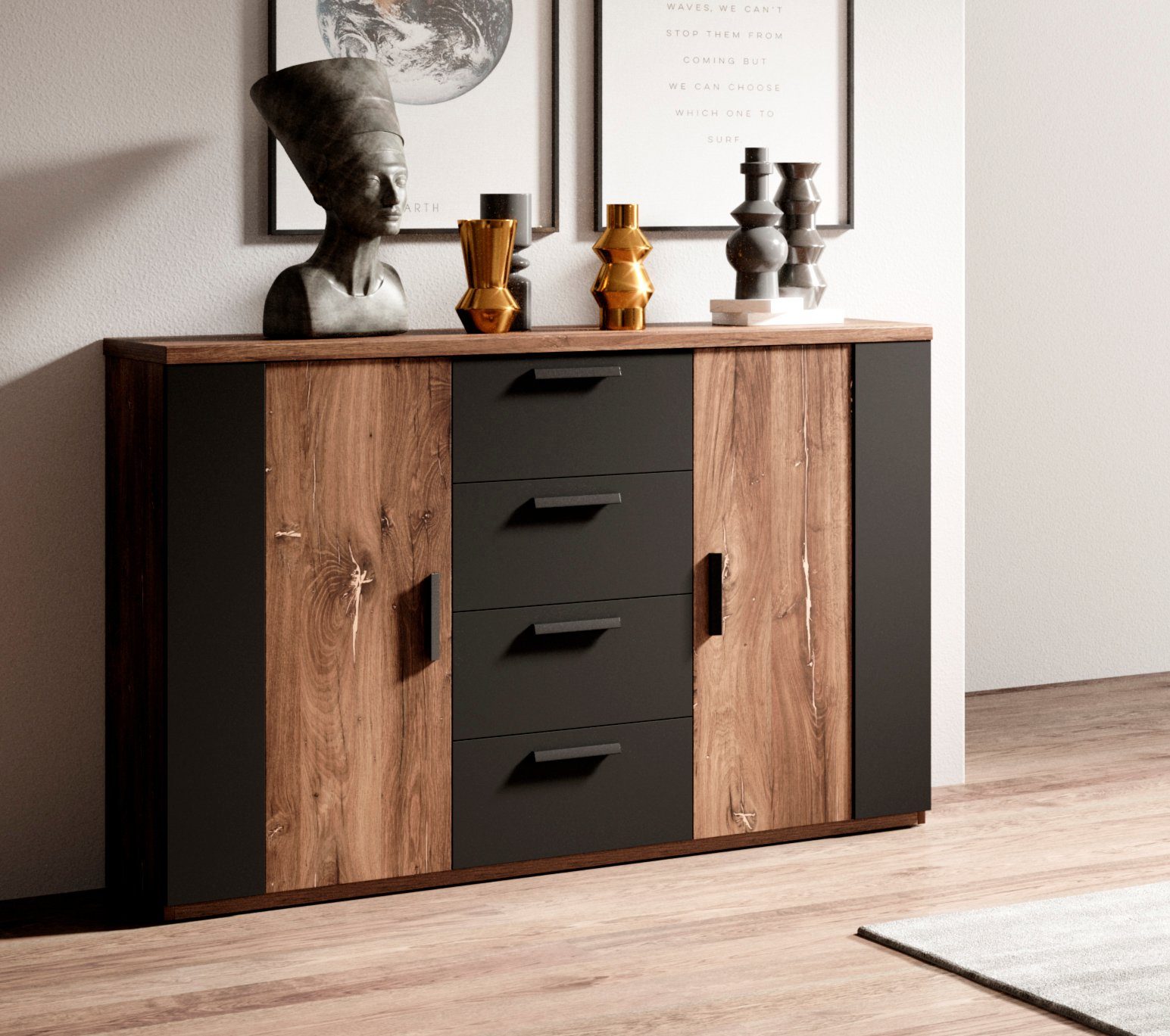 INOSIGN Ladekast Sigma, breedte 132 cm, moderne ladekast, Made in Europe Commode met veel opbergruimte, inlegplanken verstelbaar, dressoir