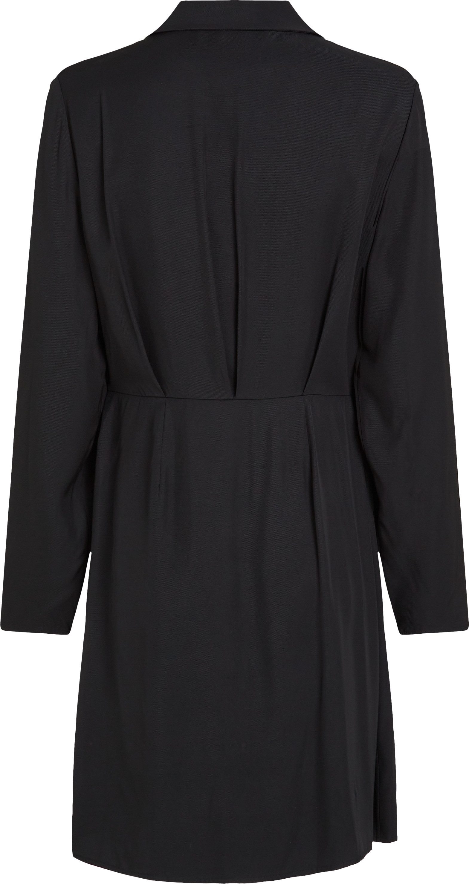 Tommy Hilfiger Wikkeljurk FLUID VIS LS WRAP SHORT DRESS in wikkelontwerp, met metalen label