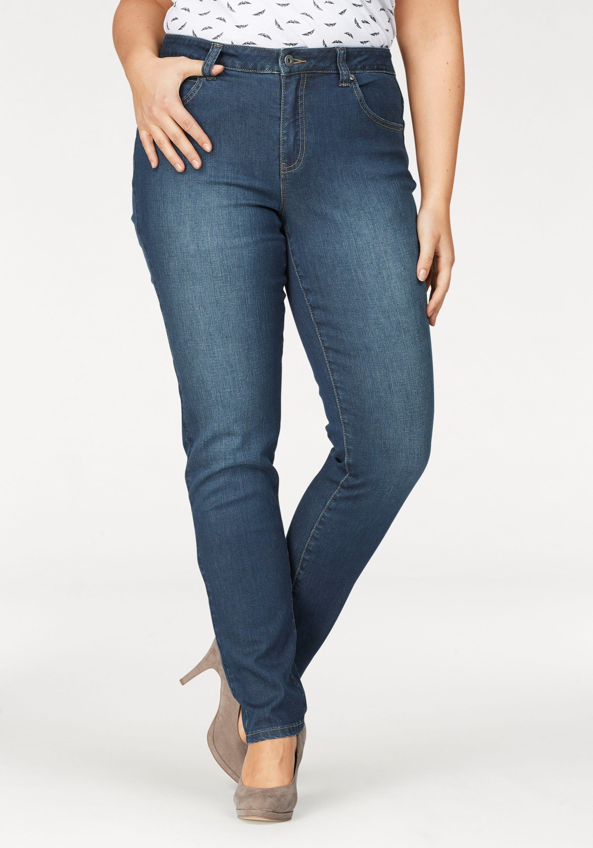 Arizona Slim fit jeans Curve-Collection hoge taille, five-pocket-ontwerp, ritssluiting