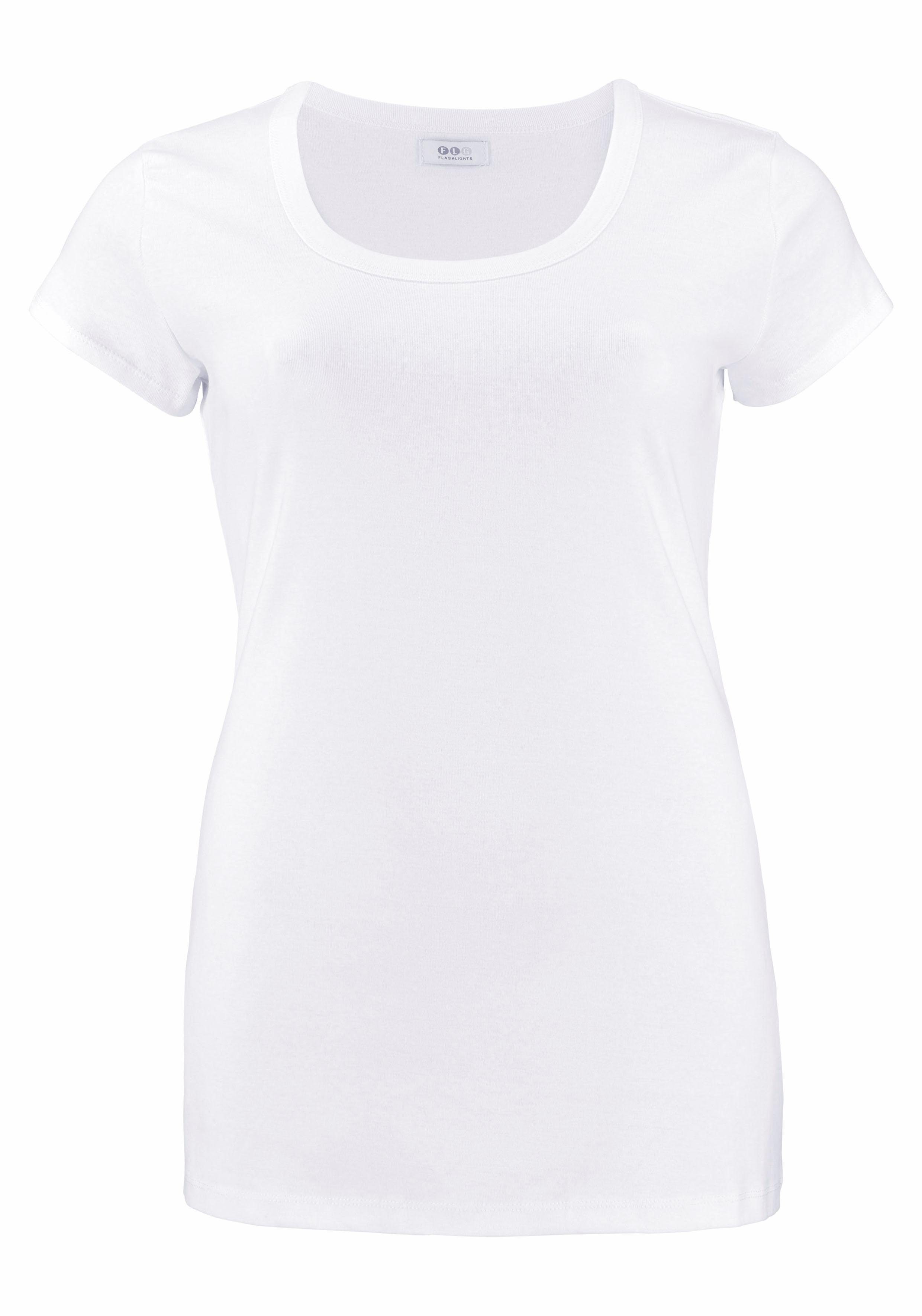 Flashlights T-shirt figuurvolgende snit, effen, ronde hals (Set van 2)