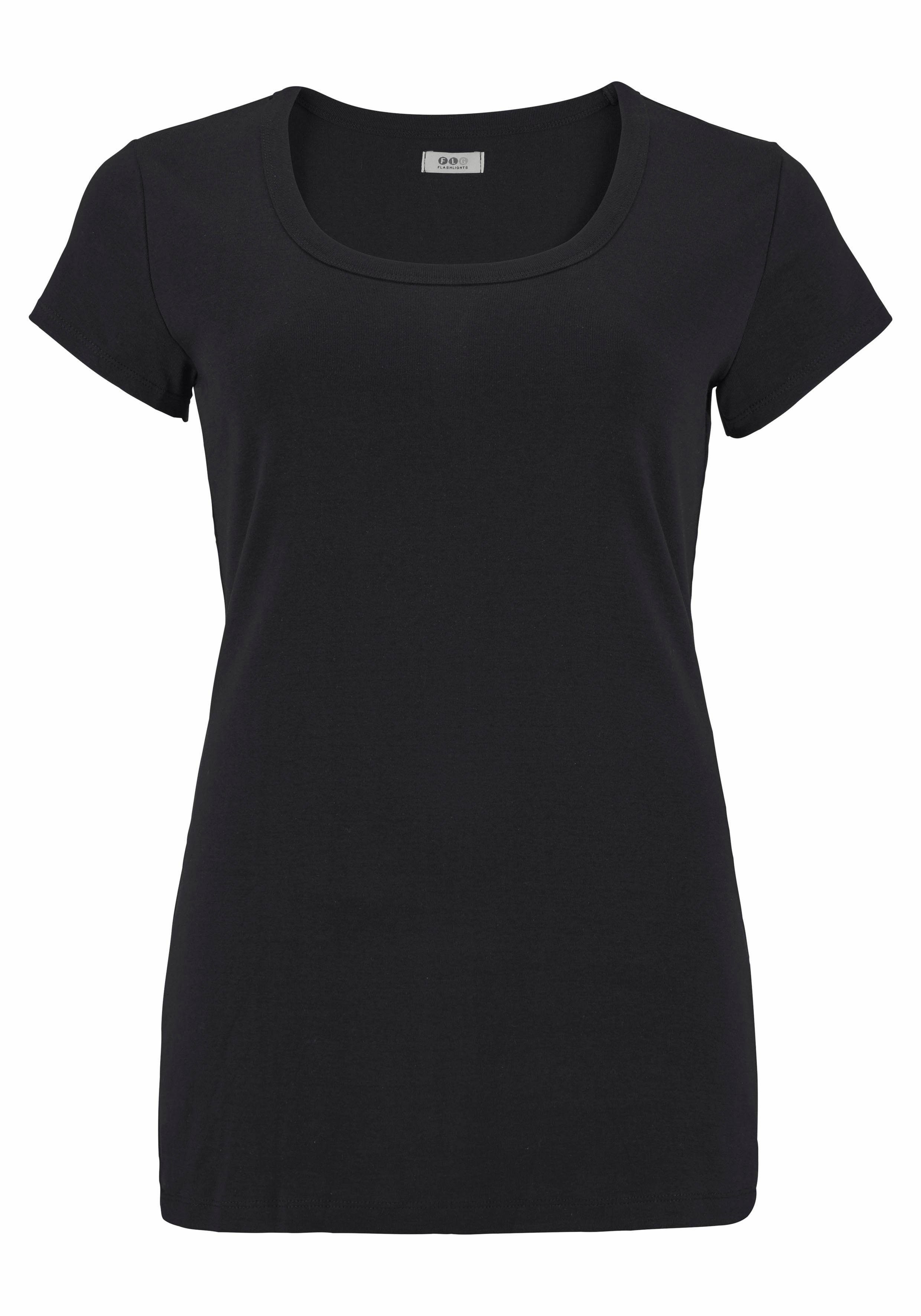 Flashlights T-shirt figuurvolgende snit, effen, ronde hals (Set van 2)