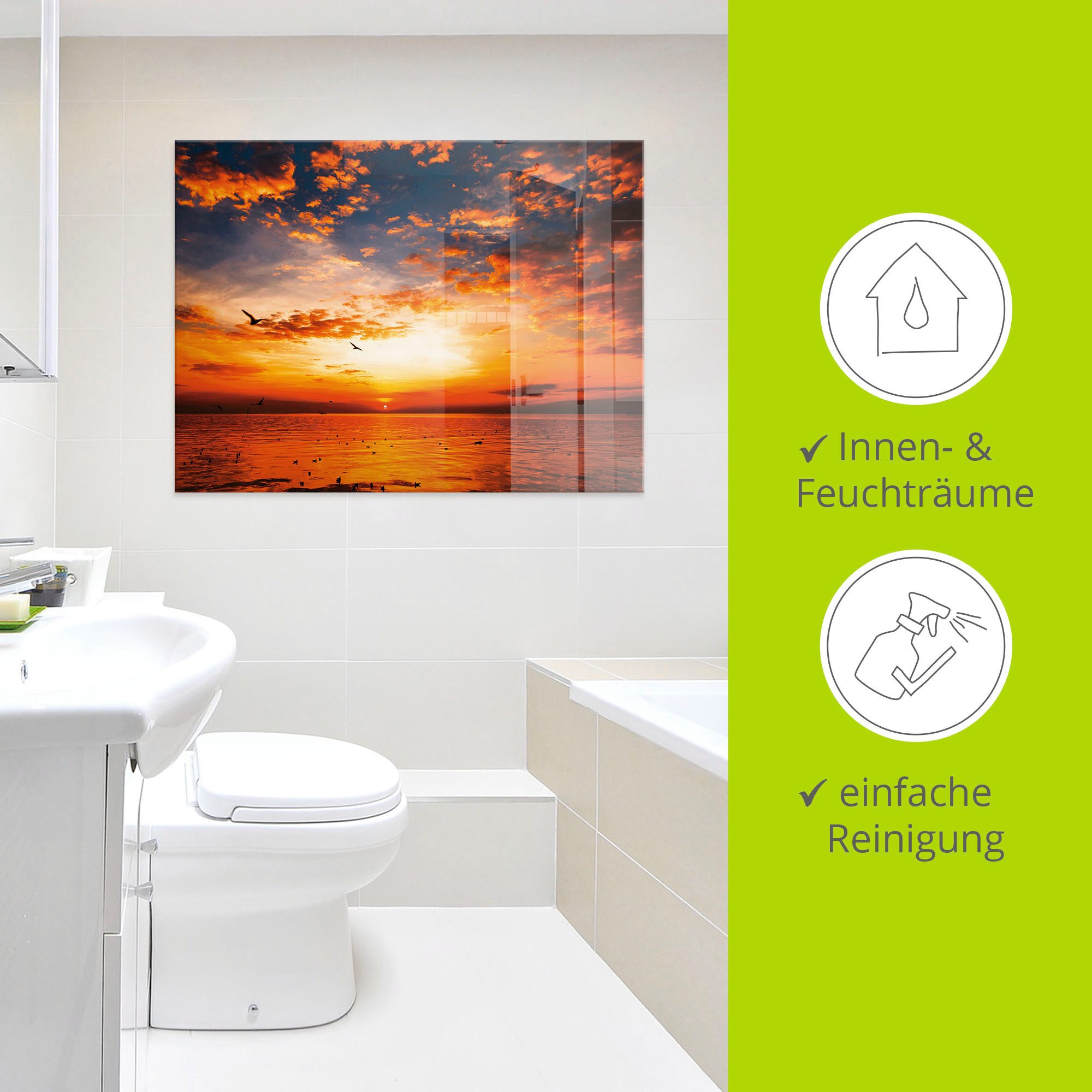 Artland Print op glas Zonsondergang aan het strand