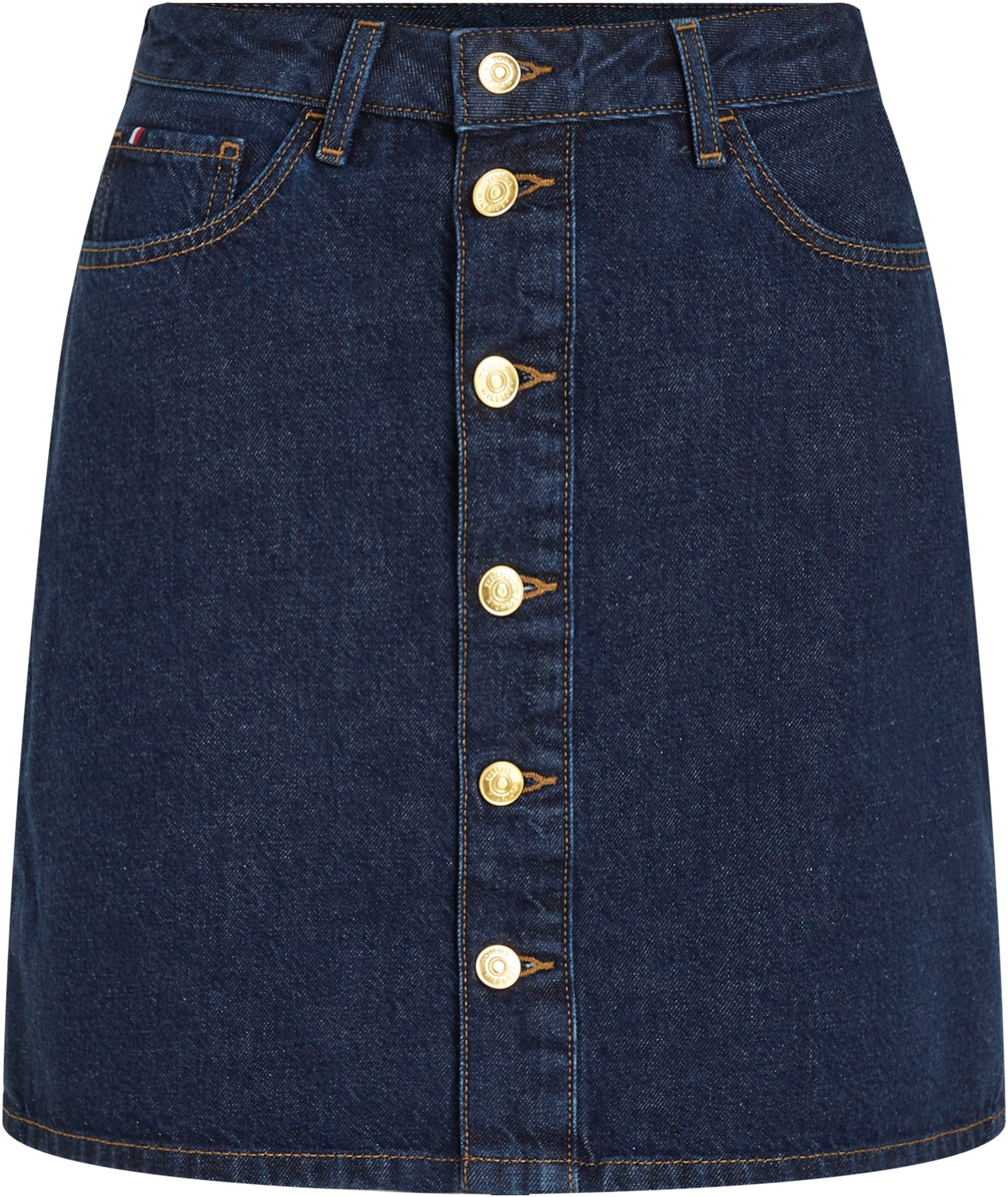 Tommy Hilfiger Jeans rok DNM MINI SKIRT HW CLER Webrok in 5-pocket stijl