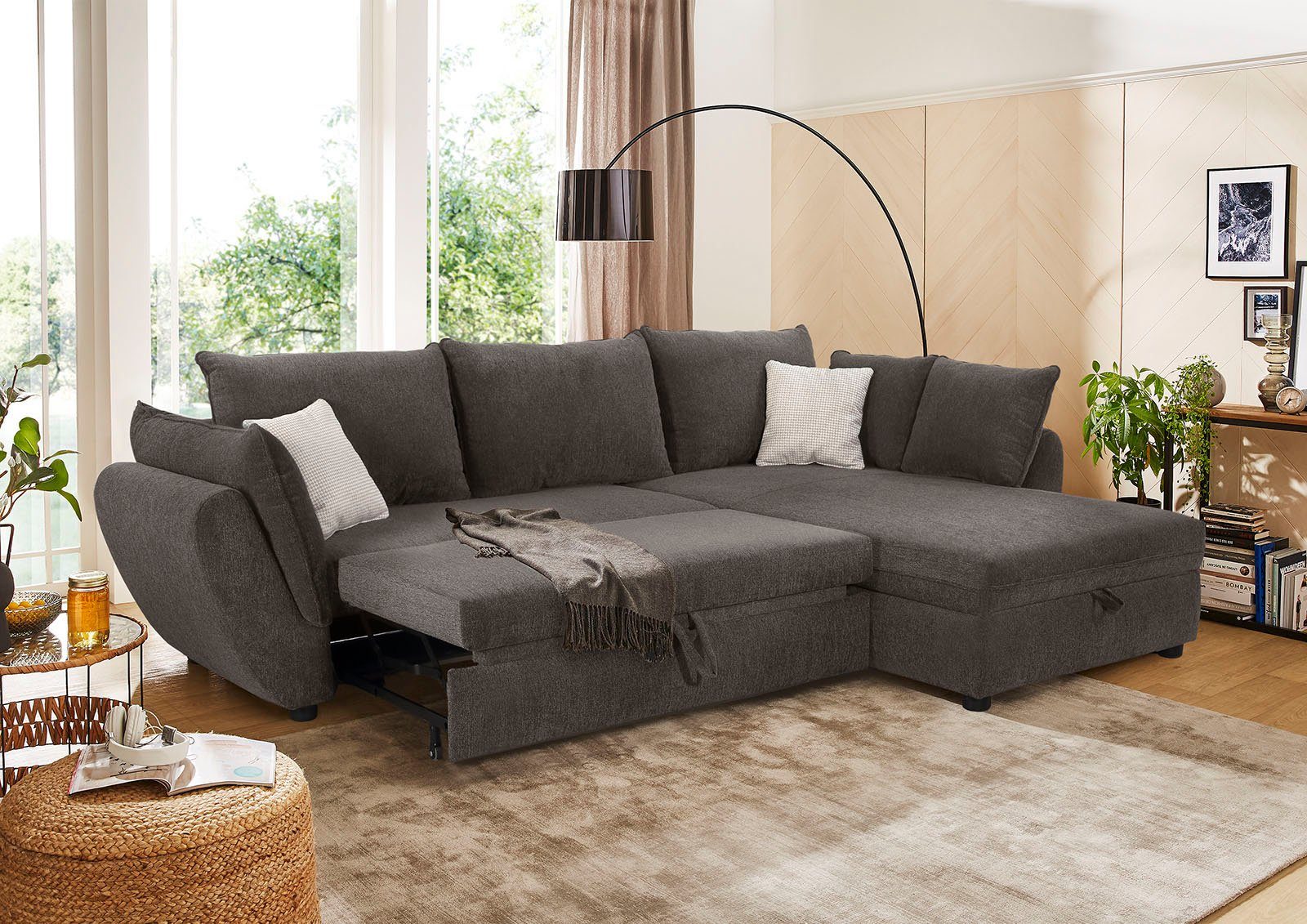 Jockenhöfer Gruppe Hoekbank Jerez L-vorm met bed- en relaxfunctie, opbergvak/bedlade, golfvering, ottomane