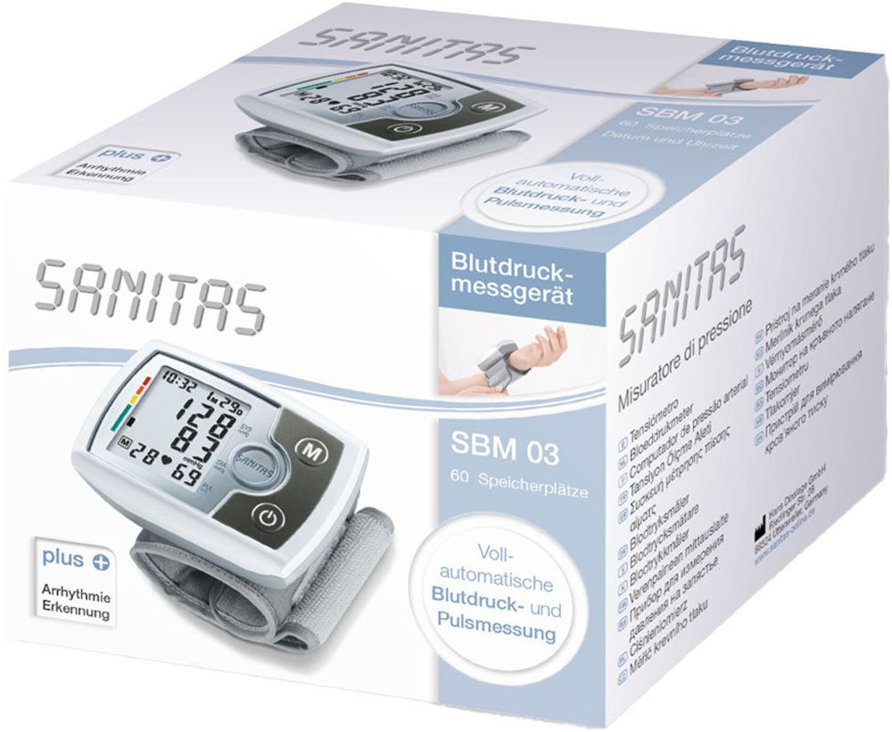 Sanitas Pols-bloeddrukmeter SBM 03 Met gekleurde classificatie van de meetresultaten, medisch product