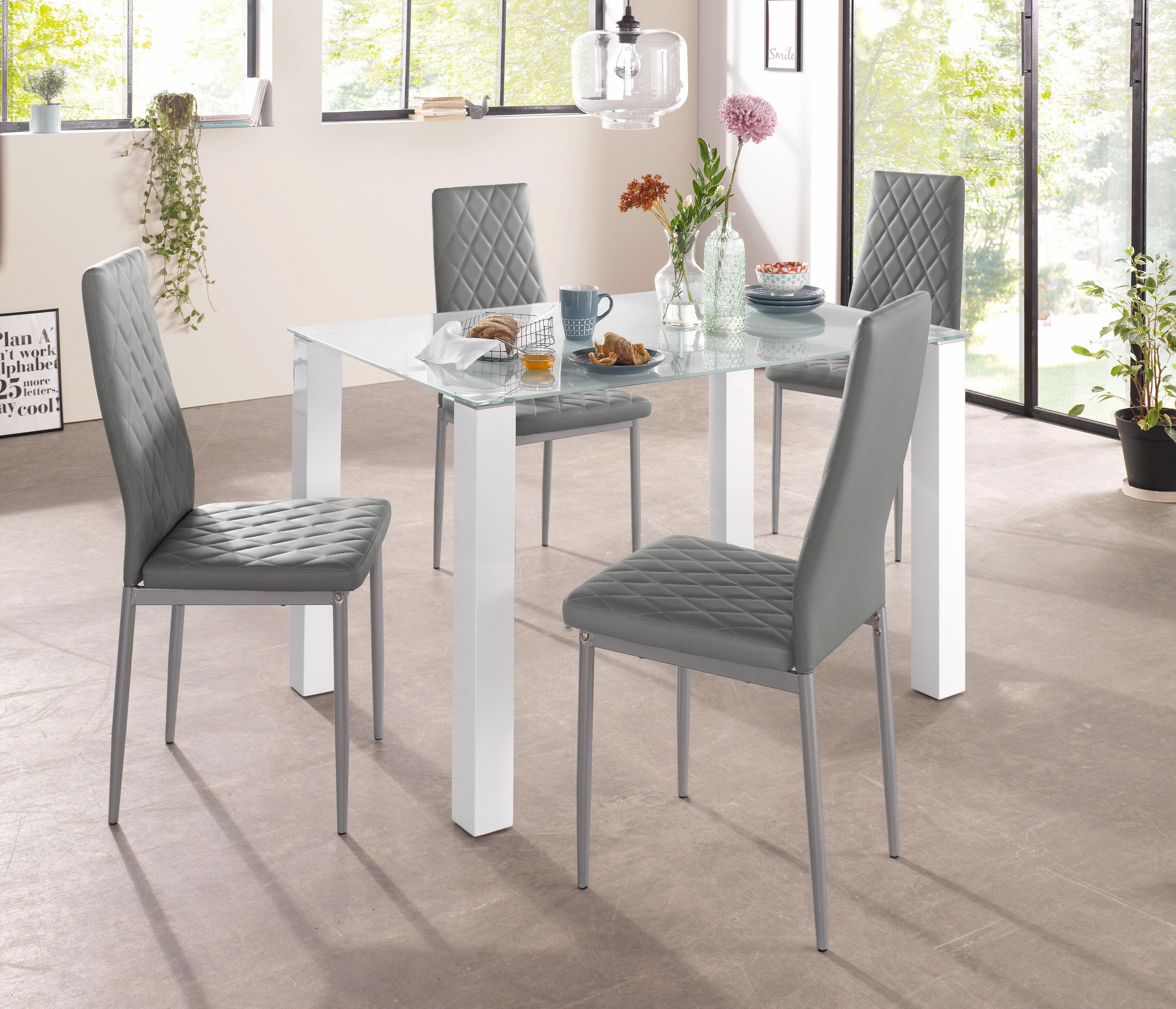 INOSIGN Eethoek met glazen tafel, breedte 120 cm (set, 5-delig)