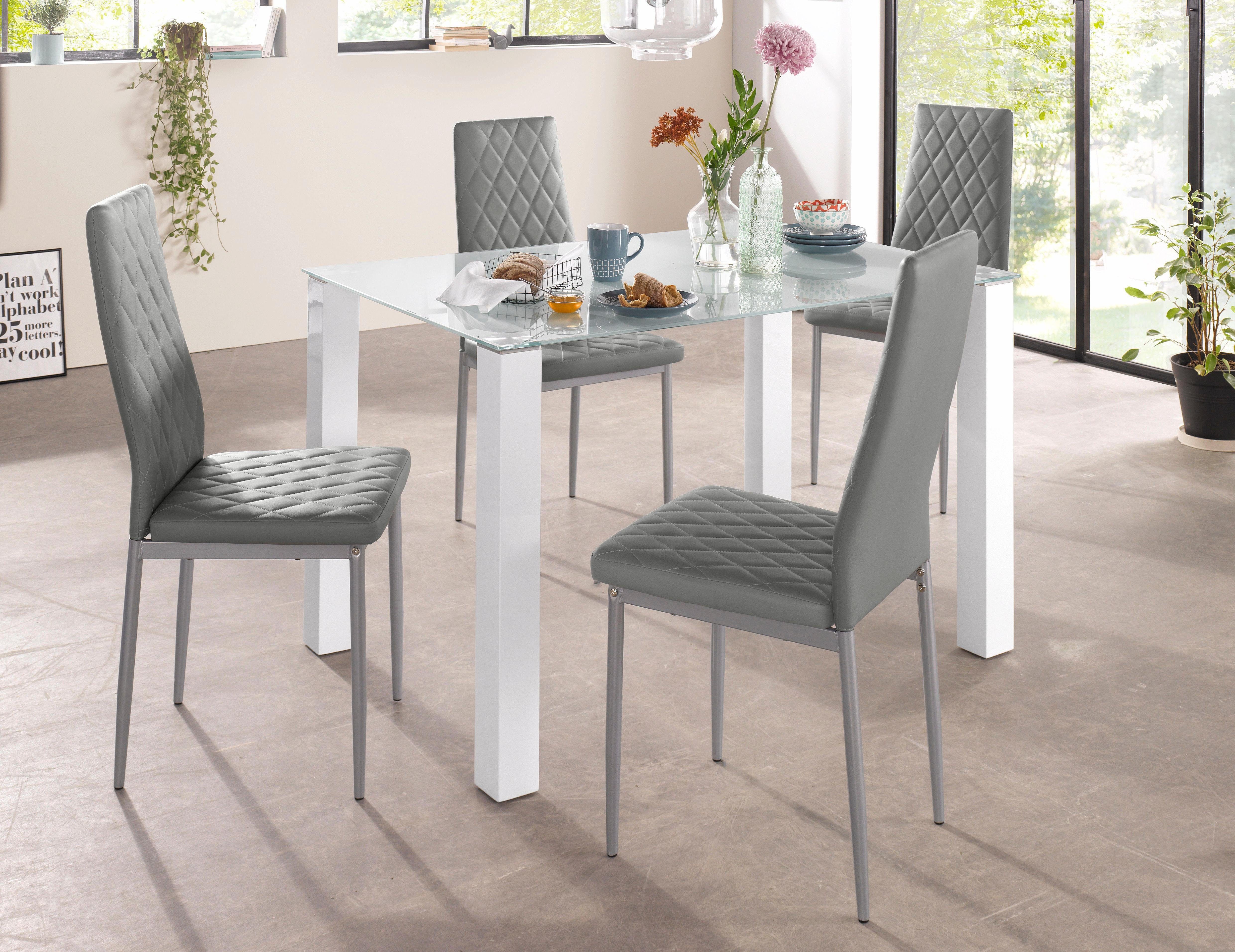 INOSIGN Eethoek met glazen tafel, breedte 120 cm (set, 5-delig)