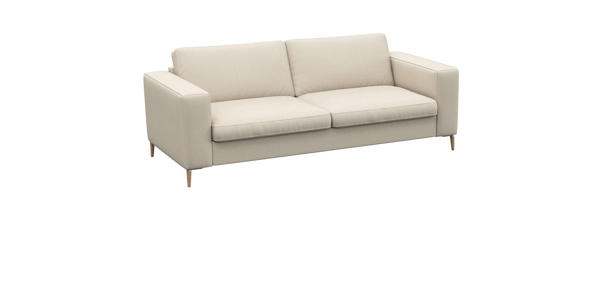 FLEXLUX 2,5-zitsbank Fiore, super zitcomfort door koudschuim, brede armleuningen, voeten van aluminium + eiken