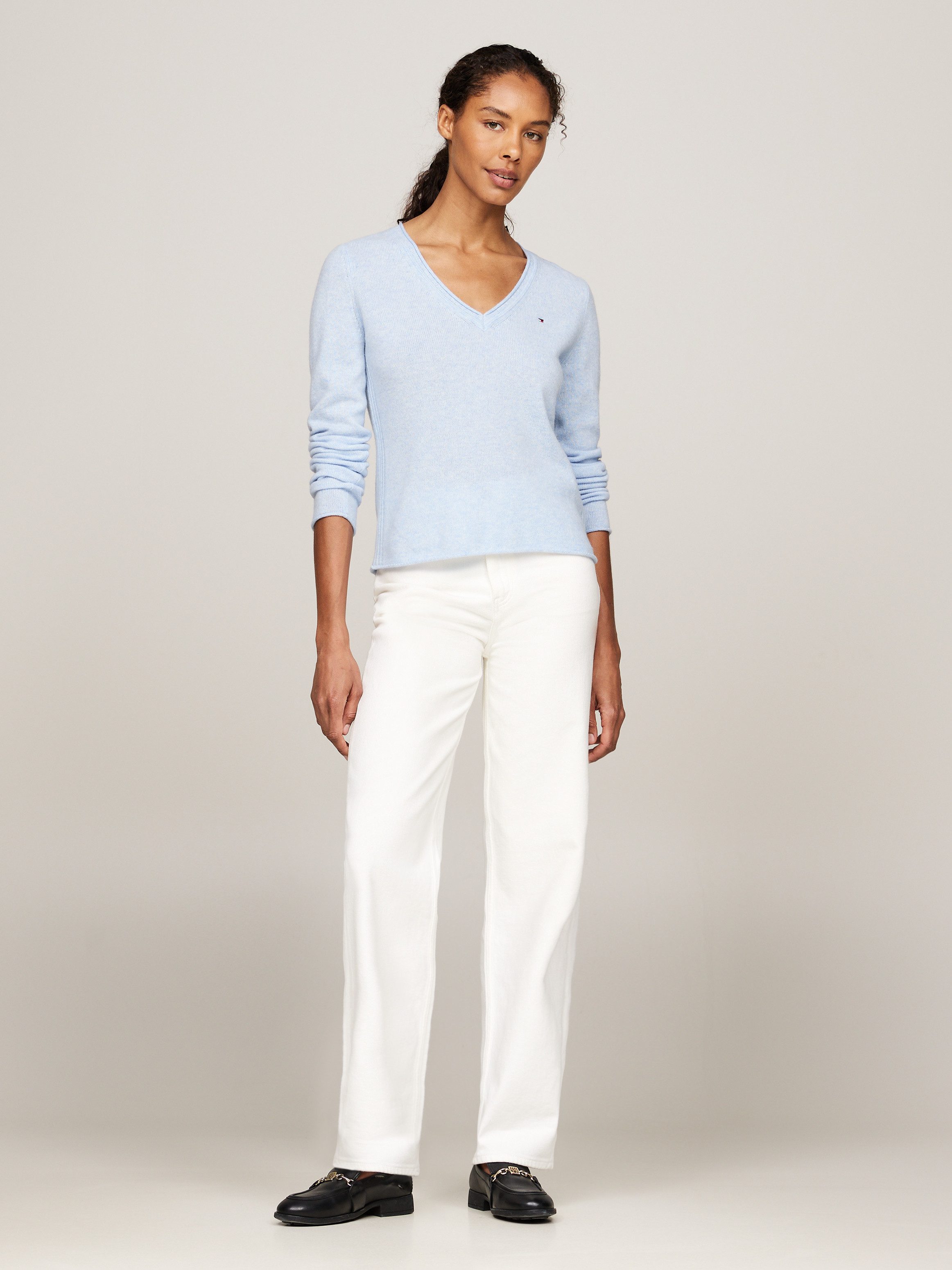 Tommy Hilfiger Gebreide trui SOFT WOOL V-NK SWEATER met v-hals van 100% wol