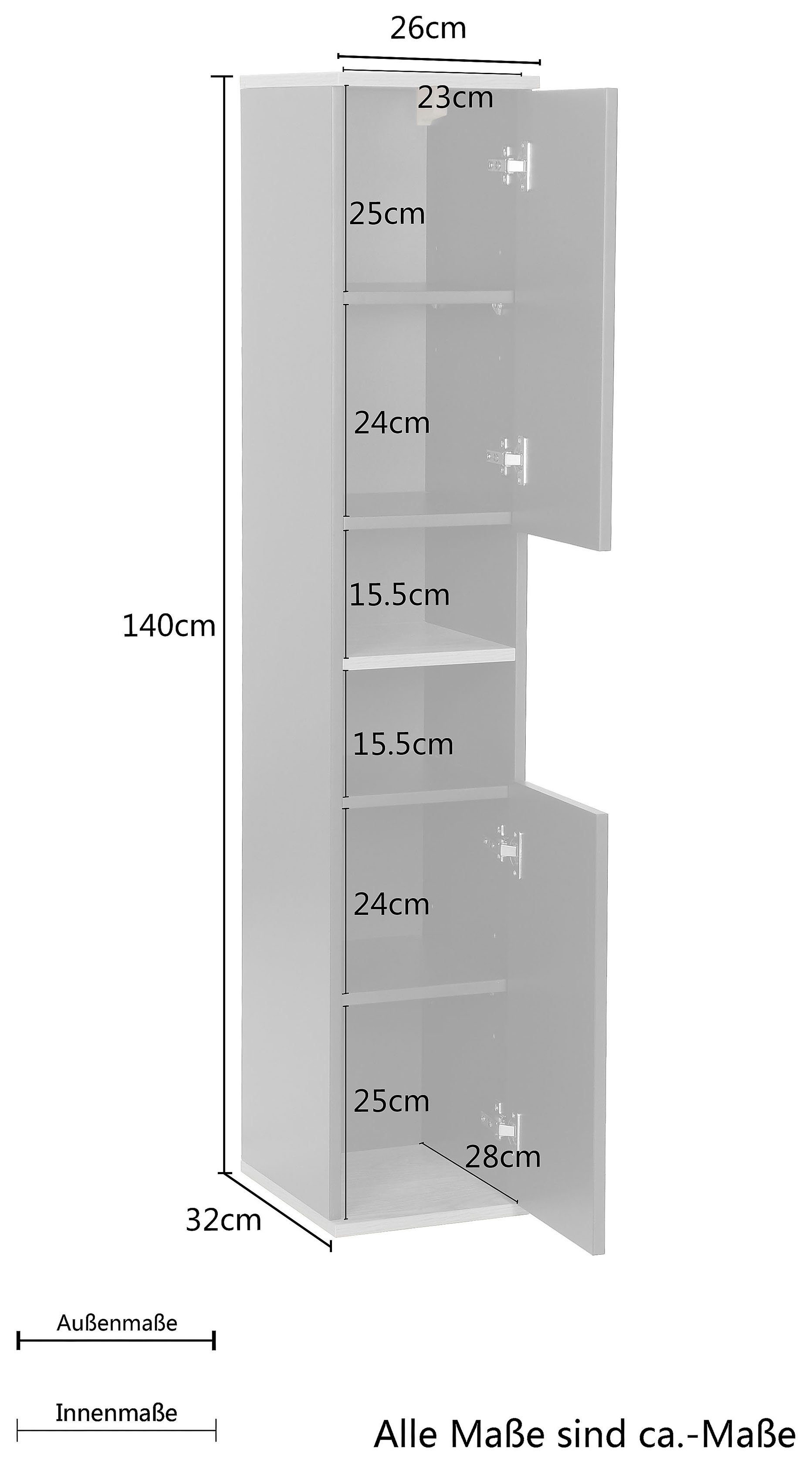 welltime Hoge kast Haarlem Breedte 24 cm, badkamermeubel kast