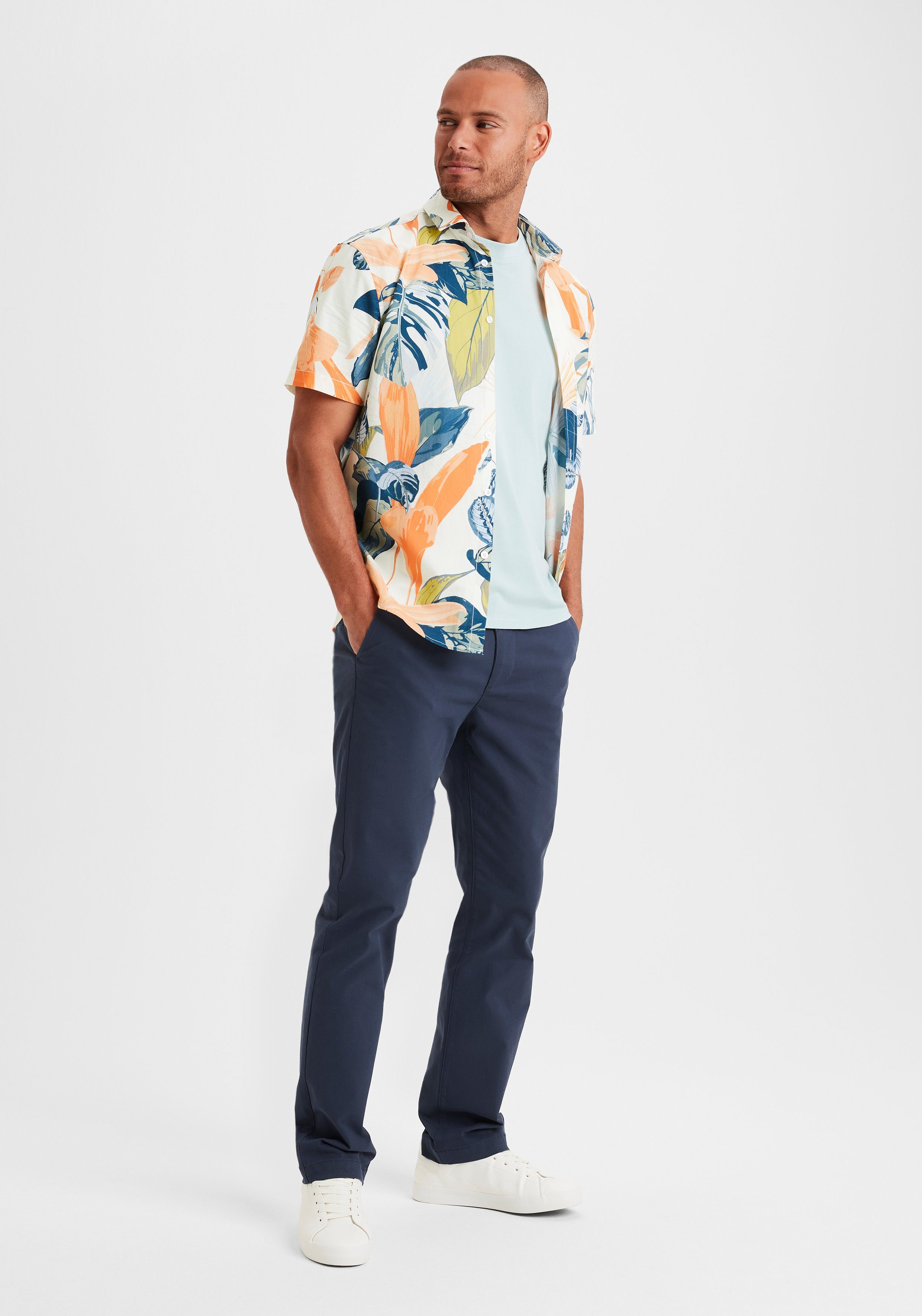H.I.S Chino Regular fit lange broek, van elastische katoenkwaliteit