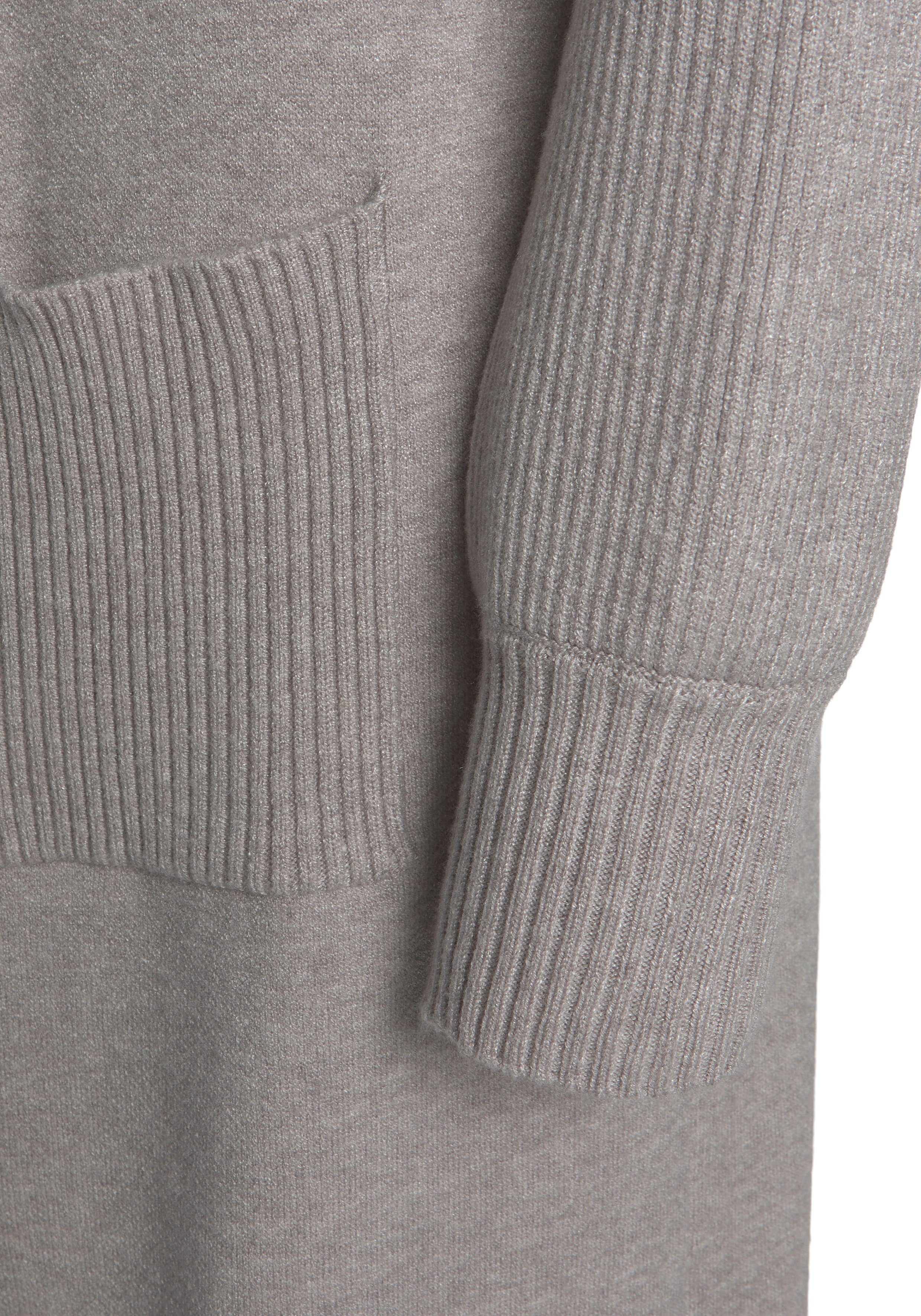 Lascana Lang vest met ribbrei-details en zakken, casual gebreide mantel