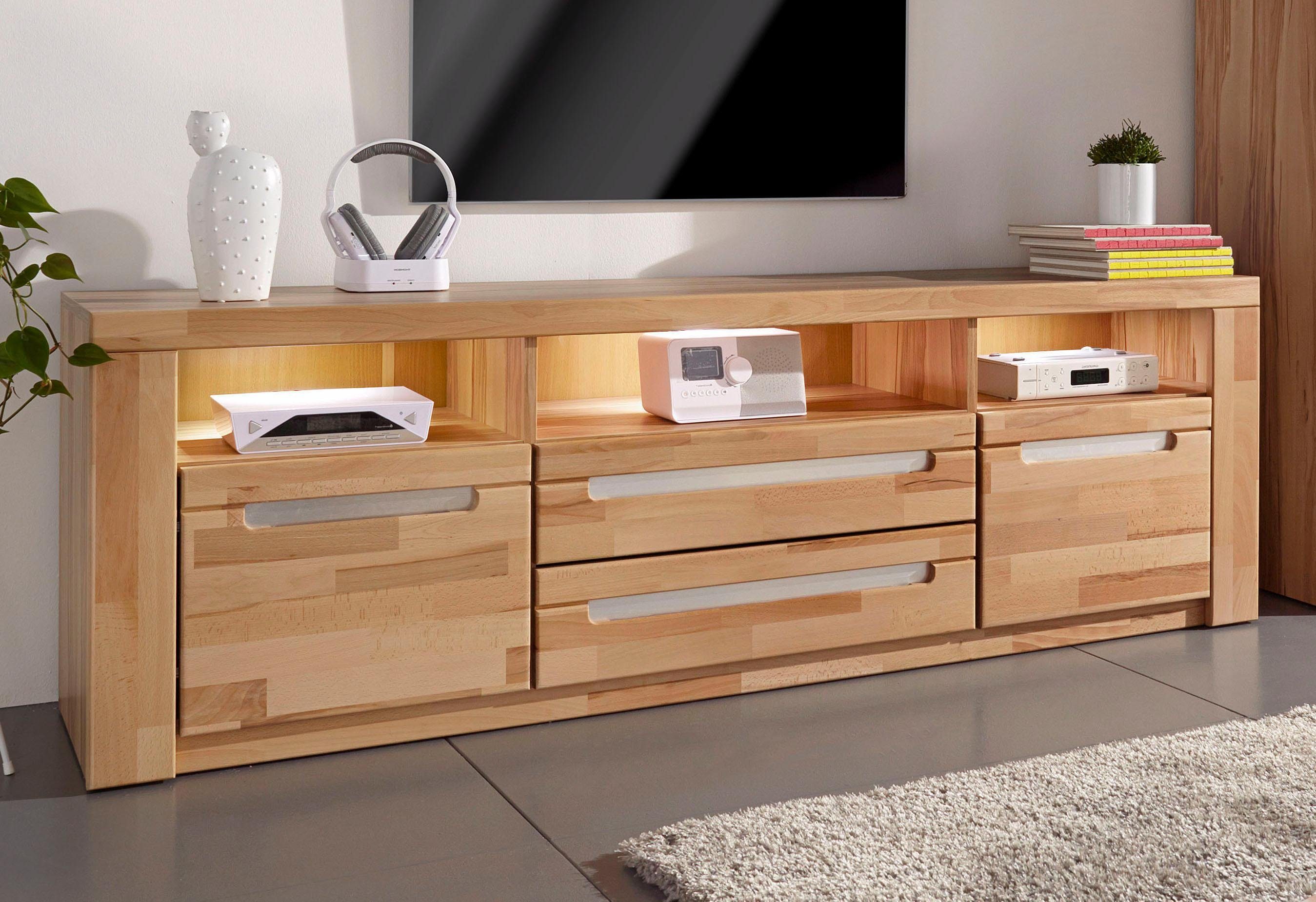 Home affaire Tv-meubel Kolding Breedte 180 cm met 2 lades lowboards bruin