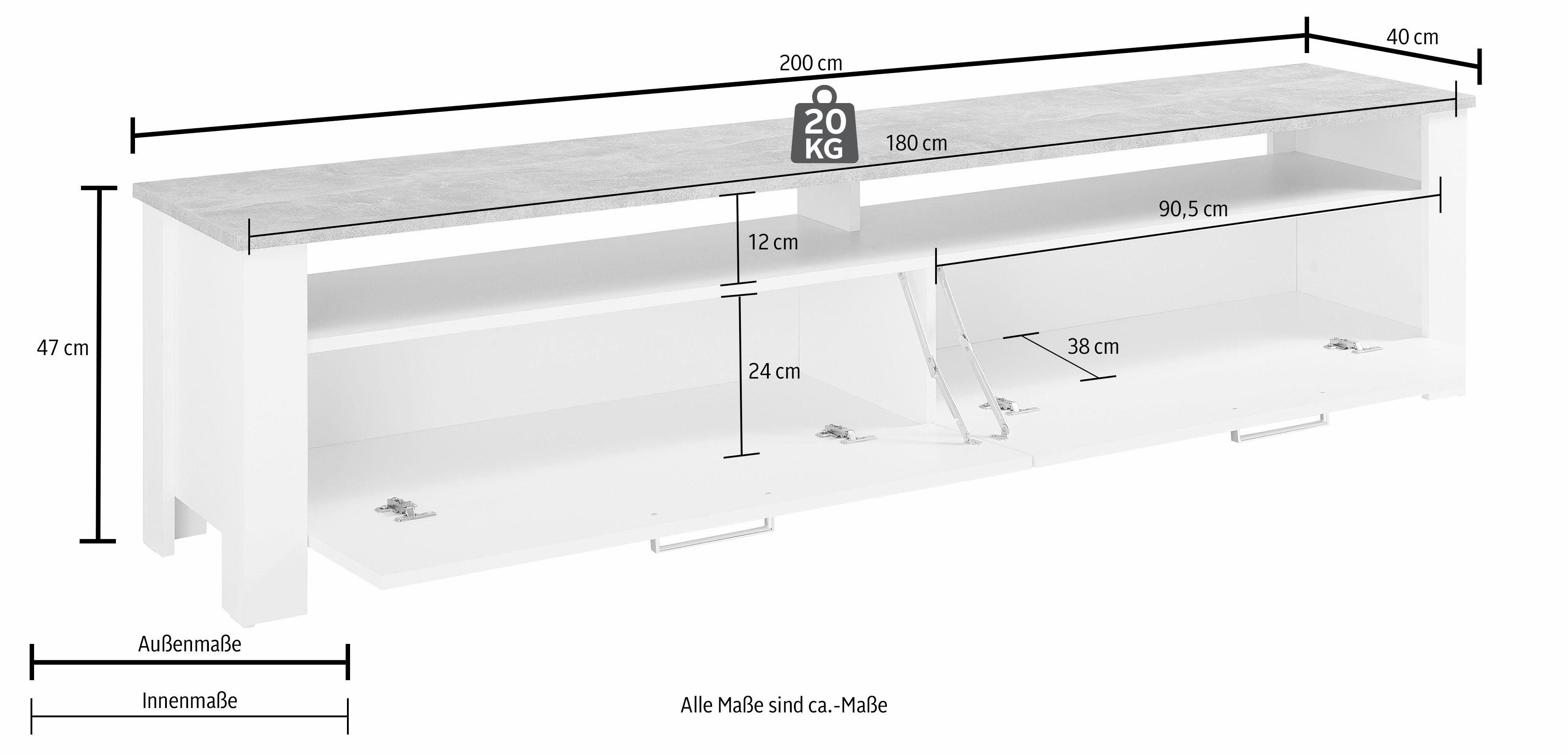 Homexperts Tv-meubel Zabona Breedte 200 cm