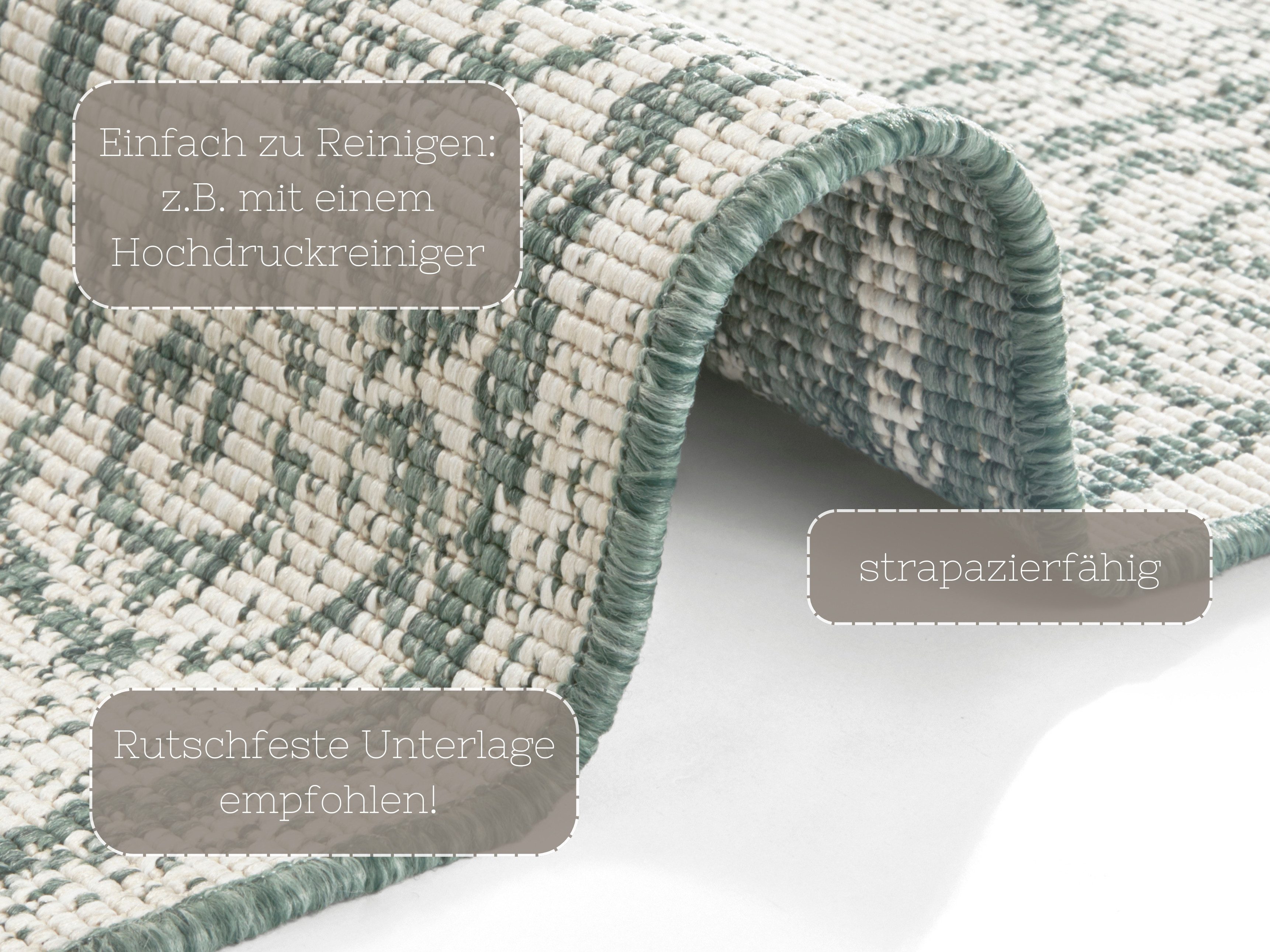 NORTHRUGS Vloerkleed CEBU tweezijdig te gebruiken kleed In- & outdoor, weerbestendig, balkon, woonkamer, waterbestendig, oriëntaals