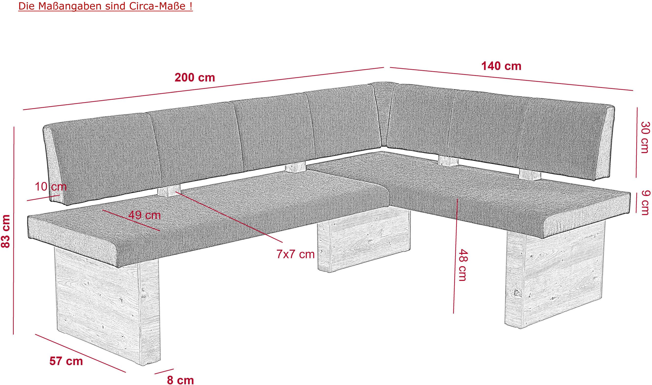 HELA Eethoek Oder Zuilentafel 138x80 cm, rechts-links monteerbaar, stoel 140 kg belastbaar (4-delig)
