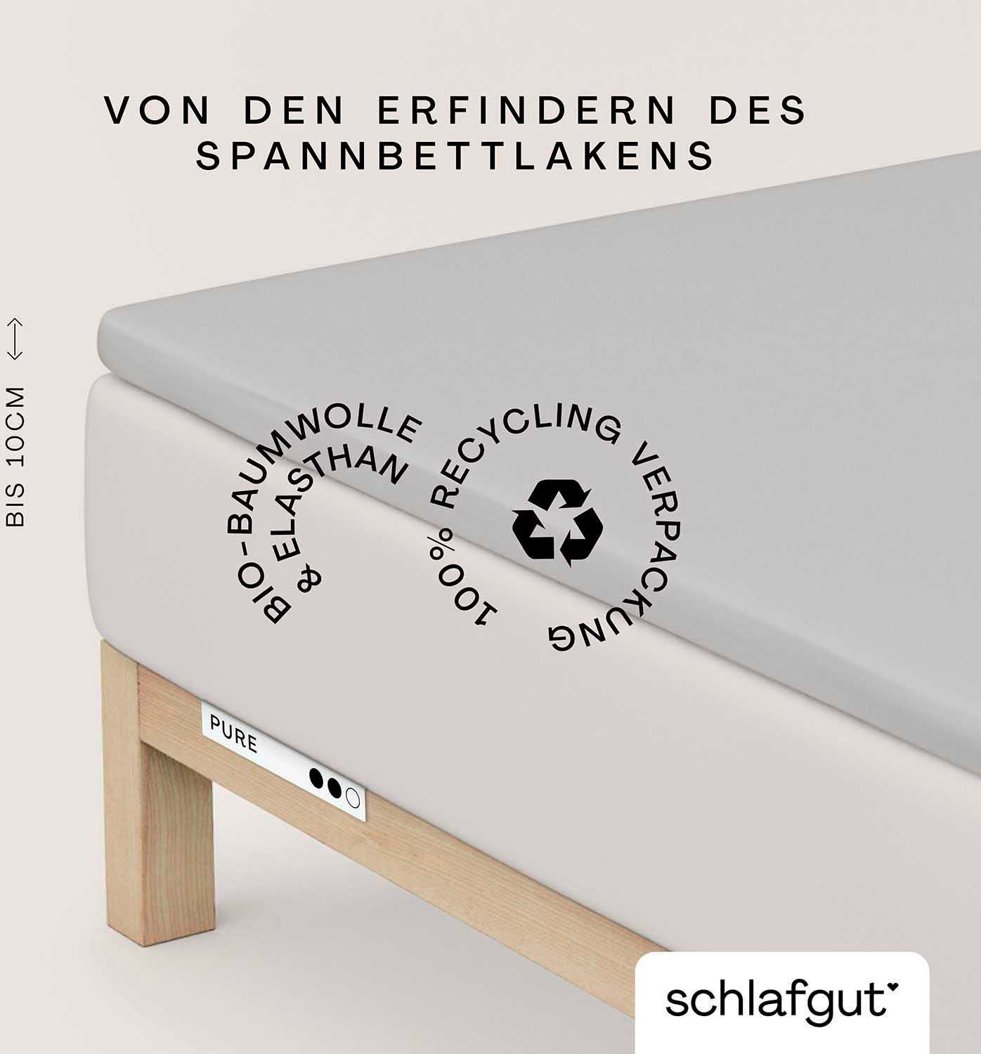 Schlafgut Hoeslaken PURE TOPPER in maat 90x200, 140x200 of 180x200 cm, hoes voor topper van 100% biologische katoen, voor matrassen tot 10 cm hoogte,