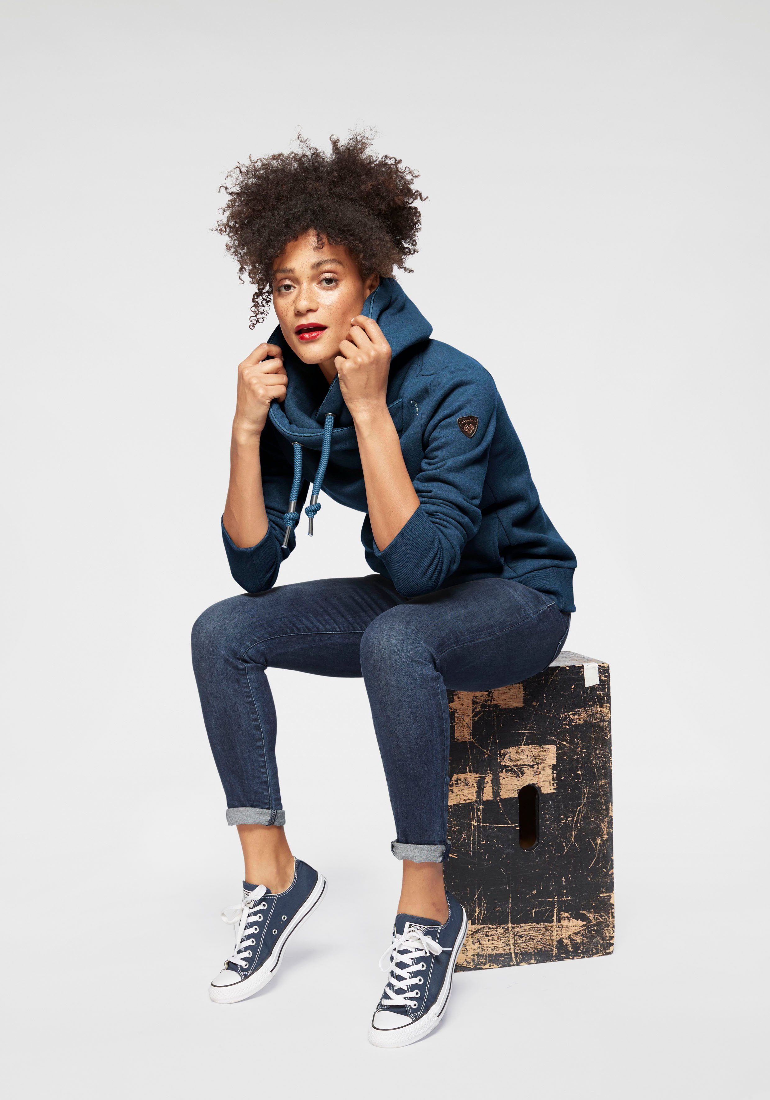 Ragwear Hoodie GRIPYBUTTON Sweater met rustieke koordaccenten