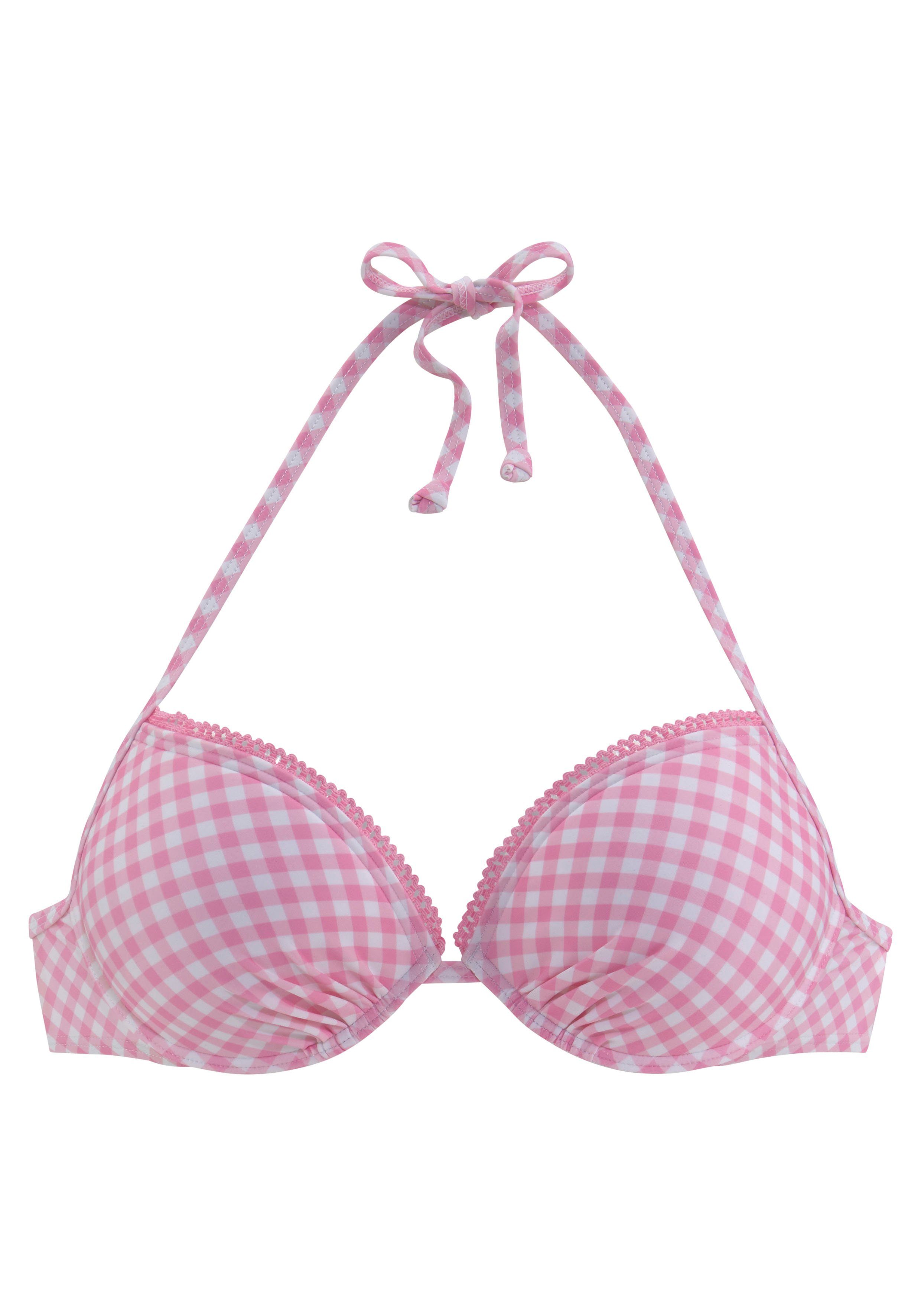 Buffalo Push-upbikinitop Geruit met sierrand