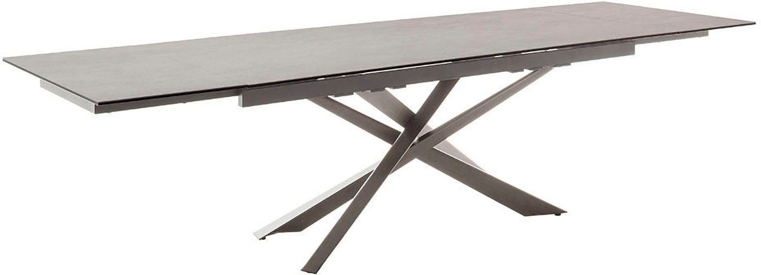 MCA furniture Eettafel TESERO uitschuifbare tafel 200-300 cm Keramiek, roestvrij staal, marmer-look, uittrekbaar, belastbaar tot 100 kg, 10-12 personen