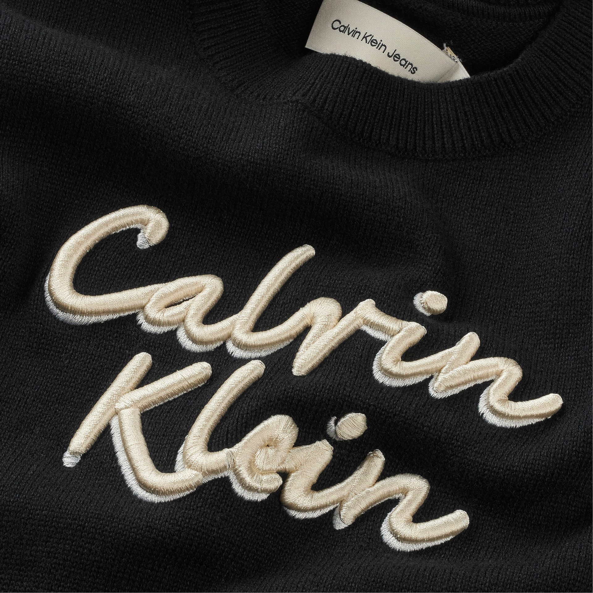 Calvin Klein Trui met ronde hals LOGO METALLIC INTERSIA voor kinderen tot 16 jaar, grote borduursel
