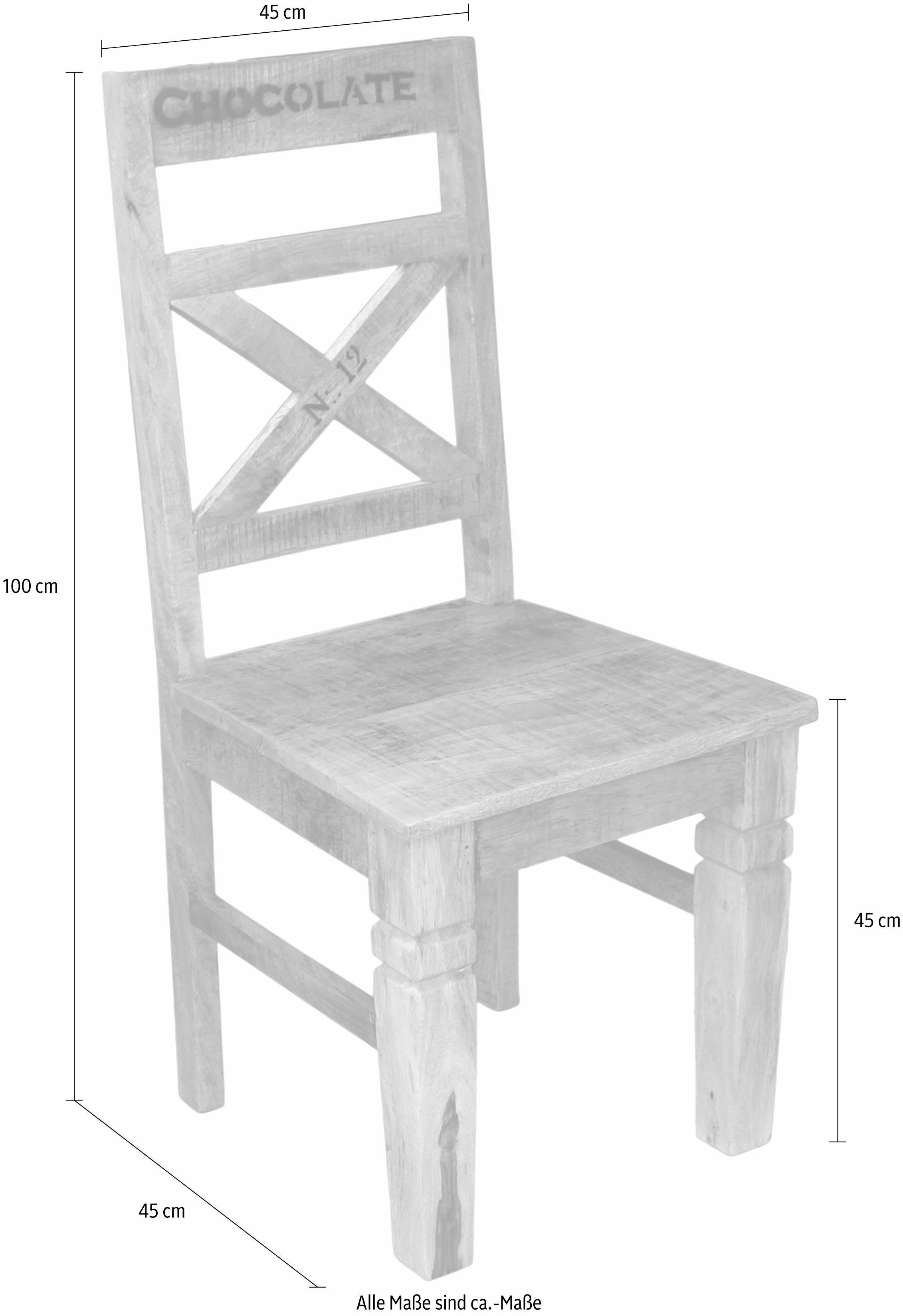 SIT Stoel met 4 poten Rustiek (set, 2 stuks)