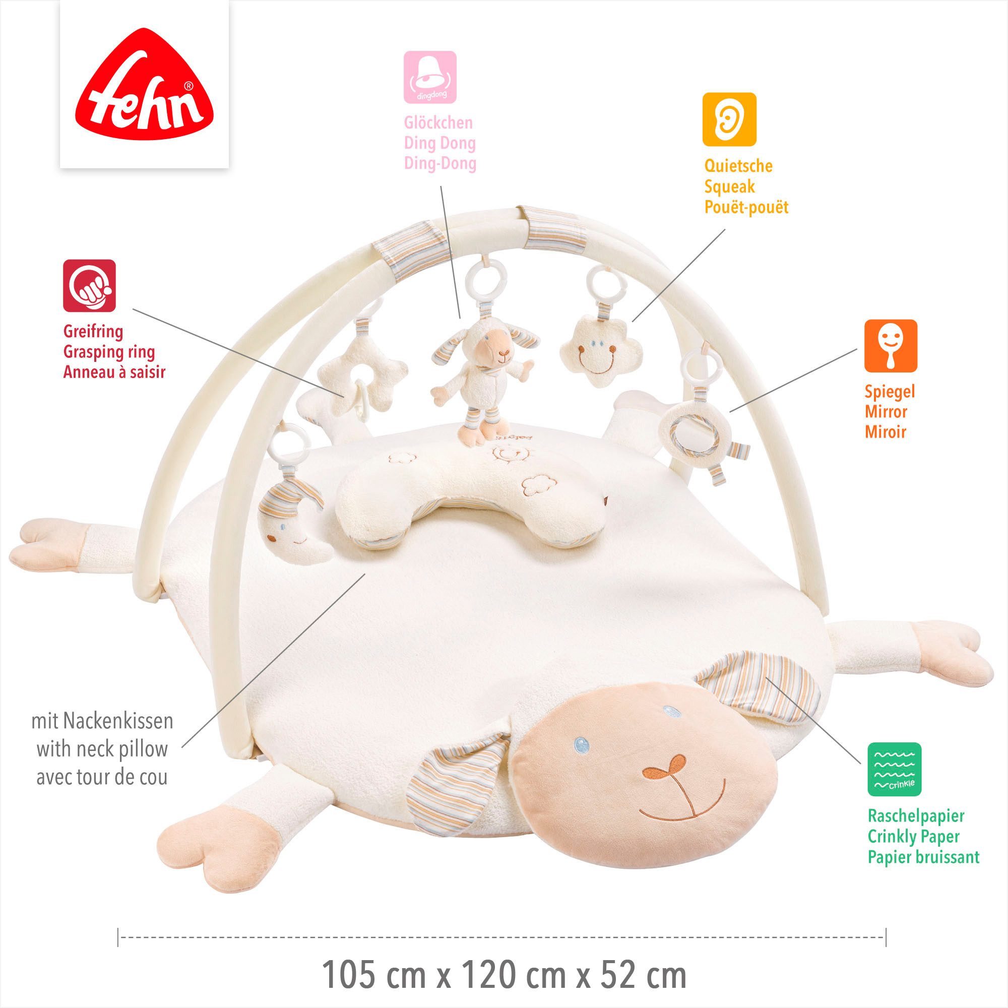 Fehn Speelboog BabyLOVE, schaap 3-D-activiteit deken