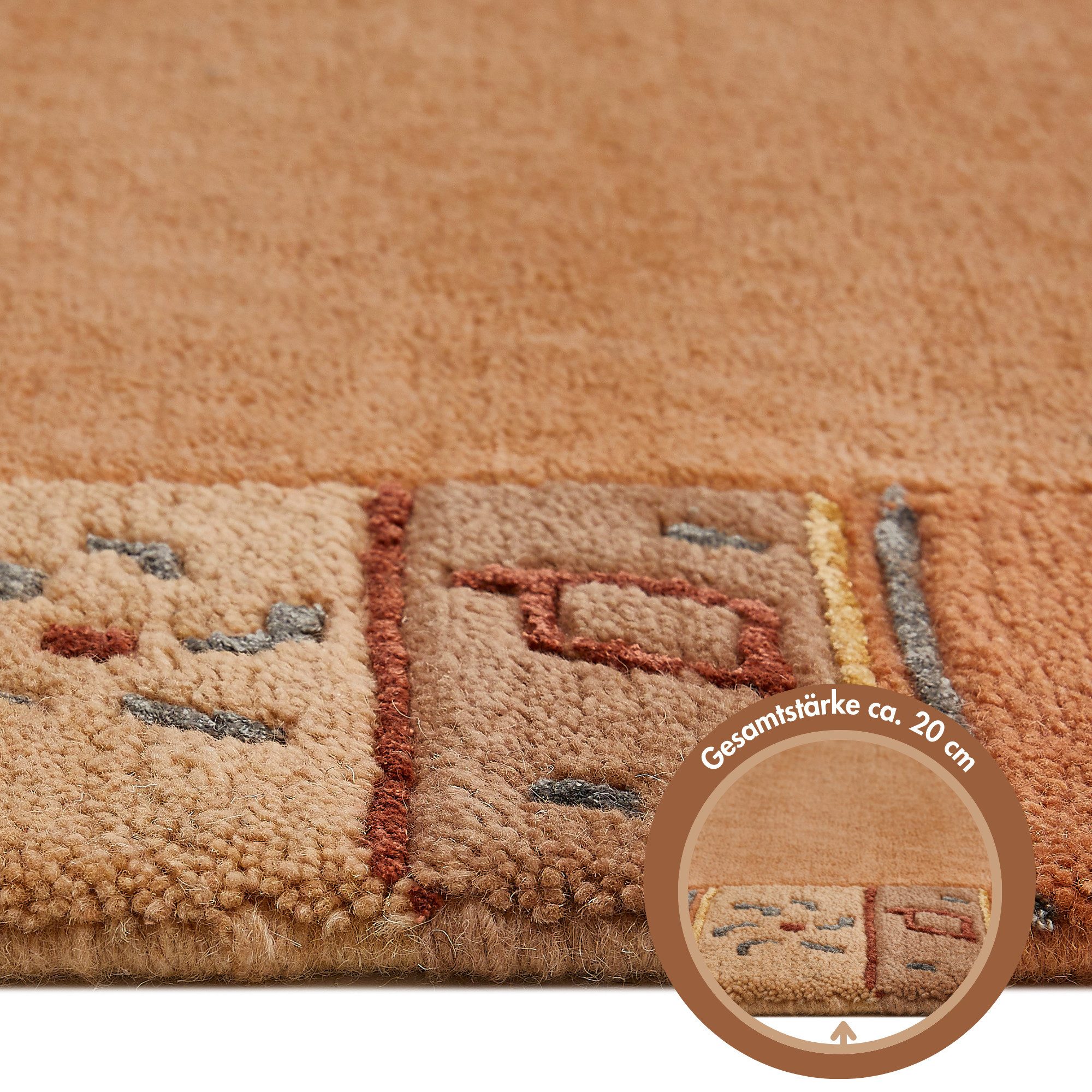 LUXOR living Wollen kleed India zuivere wol, met de hand geknoopt, met randdessin, ook als loper