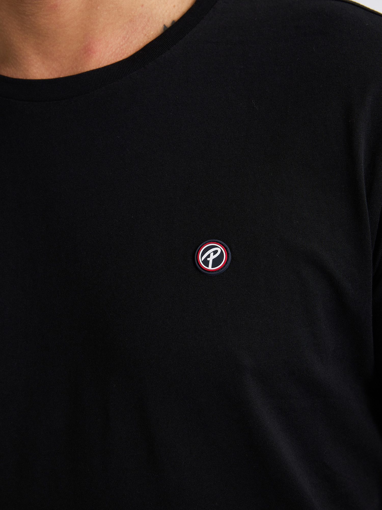 Petrol Industries Shirt met ronde hals met geborduurd logo