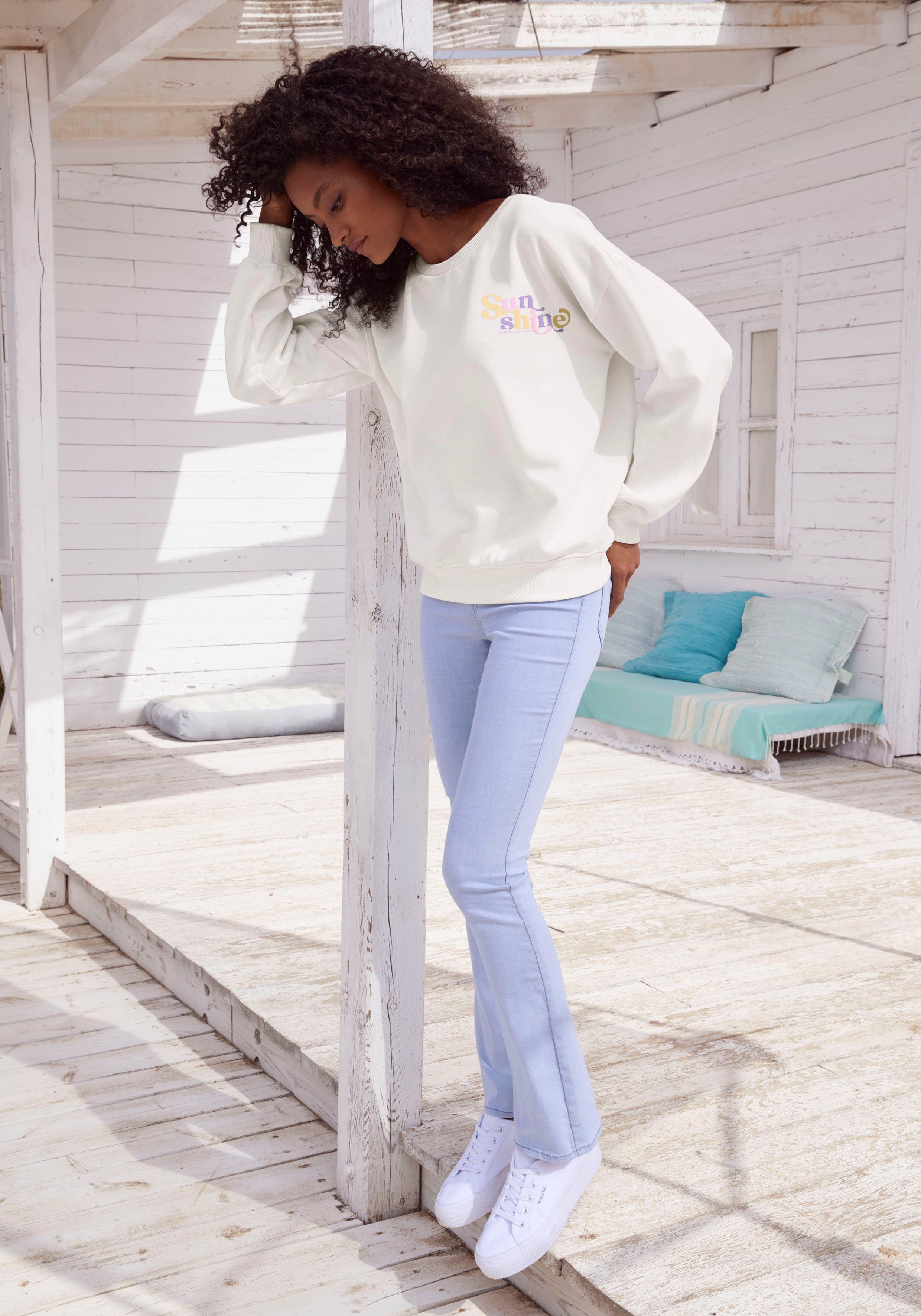 Buffalo Sweatshirt Met ribboorden met ribborde en sunshine print, loungewear