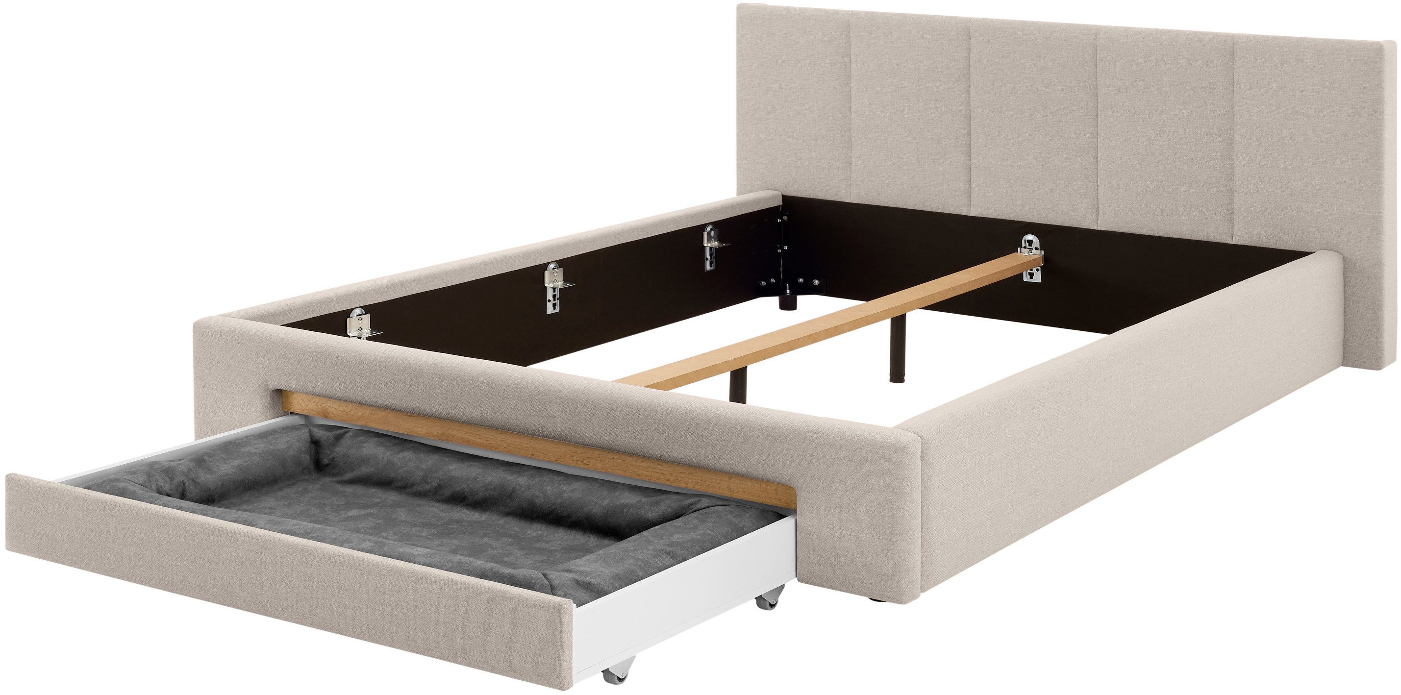 INOSIGN Gestoffeerd bed CiTY/GiRON, bedframe met bedlade, gestoffeerd opbergbed met hondenbed of opberglade, bekleding van corduroy of linnenlook
