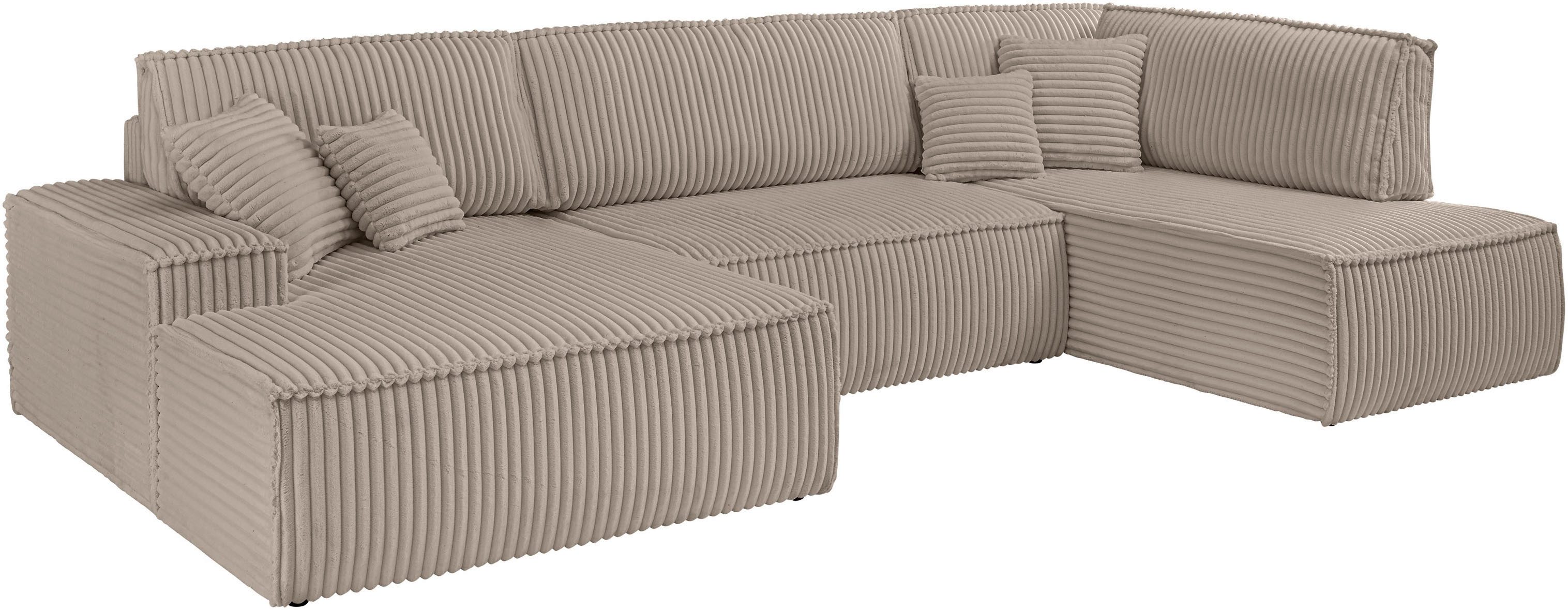 andas Zithoek FINNLEY, U-Vorm XXL 329 cm, Slaapbank, Slaapfunctie m. Bedlade
